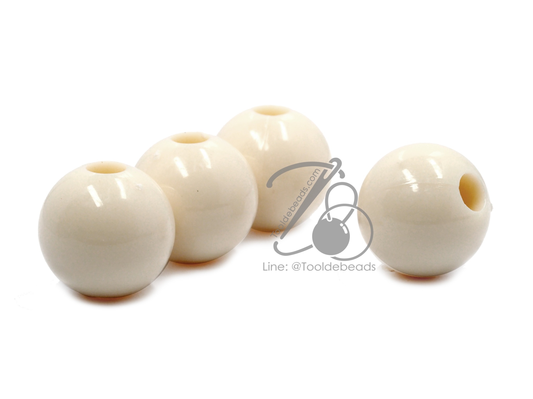 ลูกปัดลูกชิ้น 25มม. สีสด (50 ชิ้น) SKU-09186