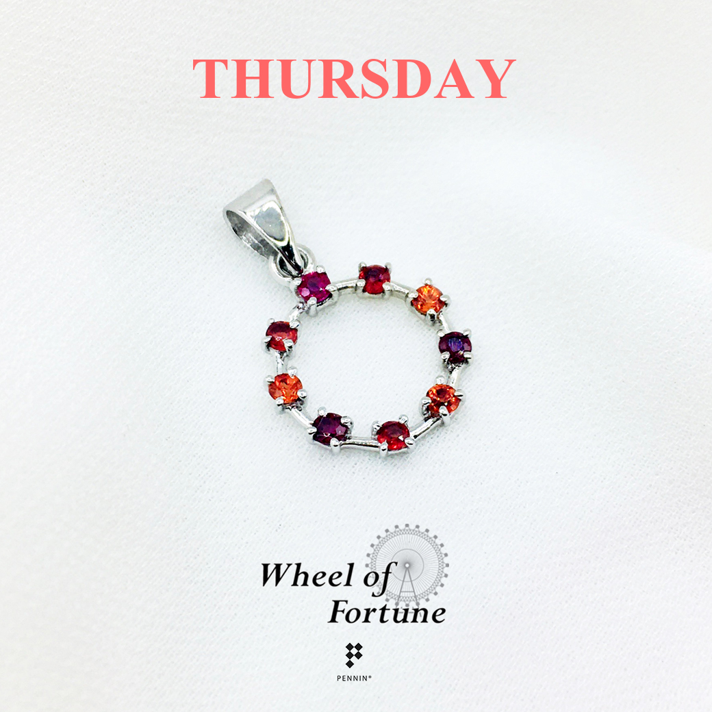 จี้พลอยแท้ Wheel of Fortune พลอยทับทิม เสริมดวงการเงินสำหรับคนวันพฤหัสบดี เงินแท้ ชุบทองคำขาว