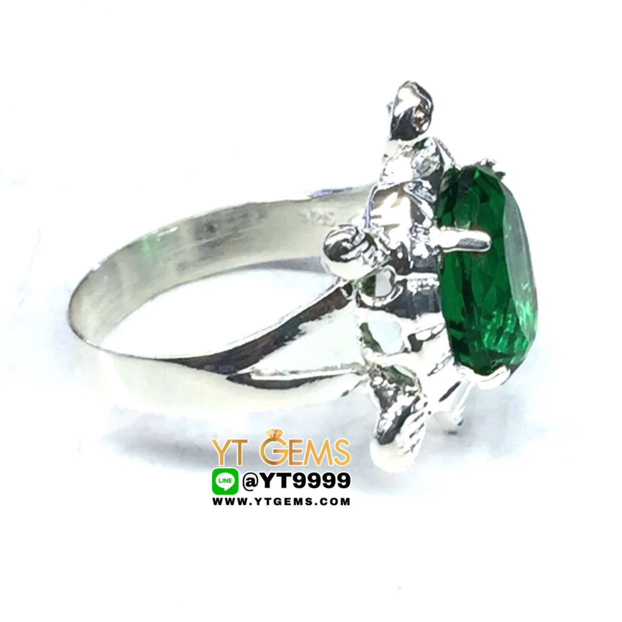 แหวนมรกต แหวนเต่า แหวนเงินแท้ 92.5% ประดับ พลอยมรกต (cz) YTG-9861 YTGEMS