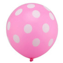 ลูกโป่งยางใบใหญ่ 12 นิ้ว สีชมพูลายจุดขาว / 5 ใบ