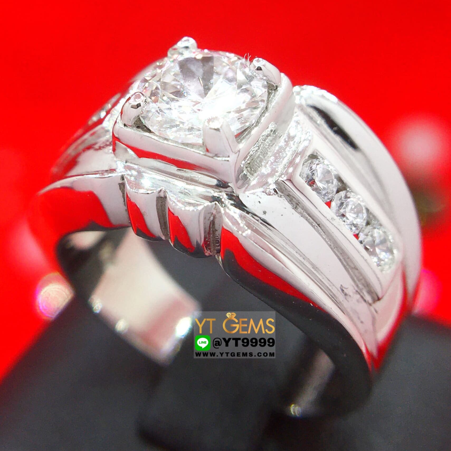 แหวนเพชร แหวนเงินแท้ ชุบทองคำขาว เพชร Swiss YTG-2474 YTGEMS