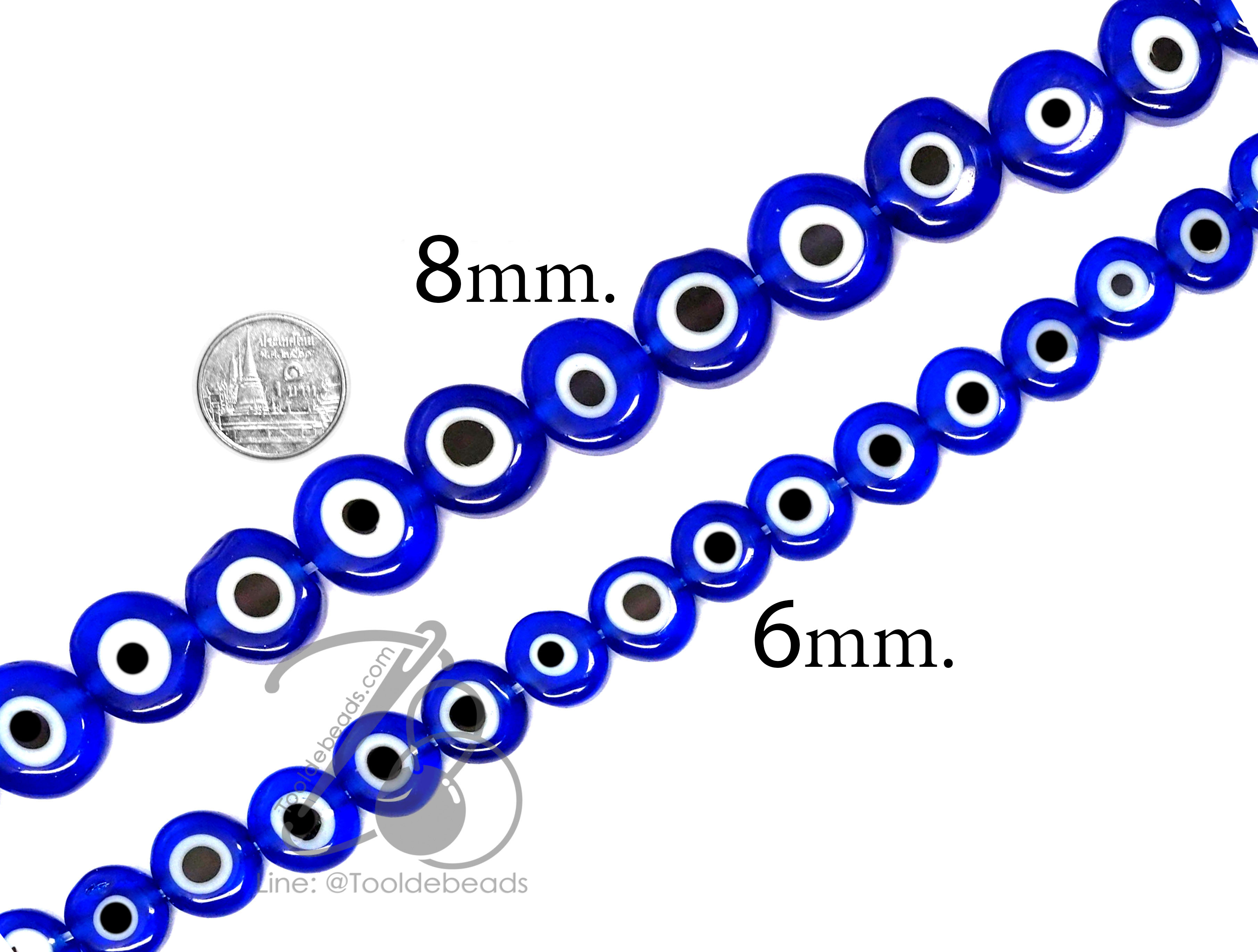 ลูกปัด evil eye 8มม. สีน้ำเงิน (45 เม็ด) SKU-13768