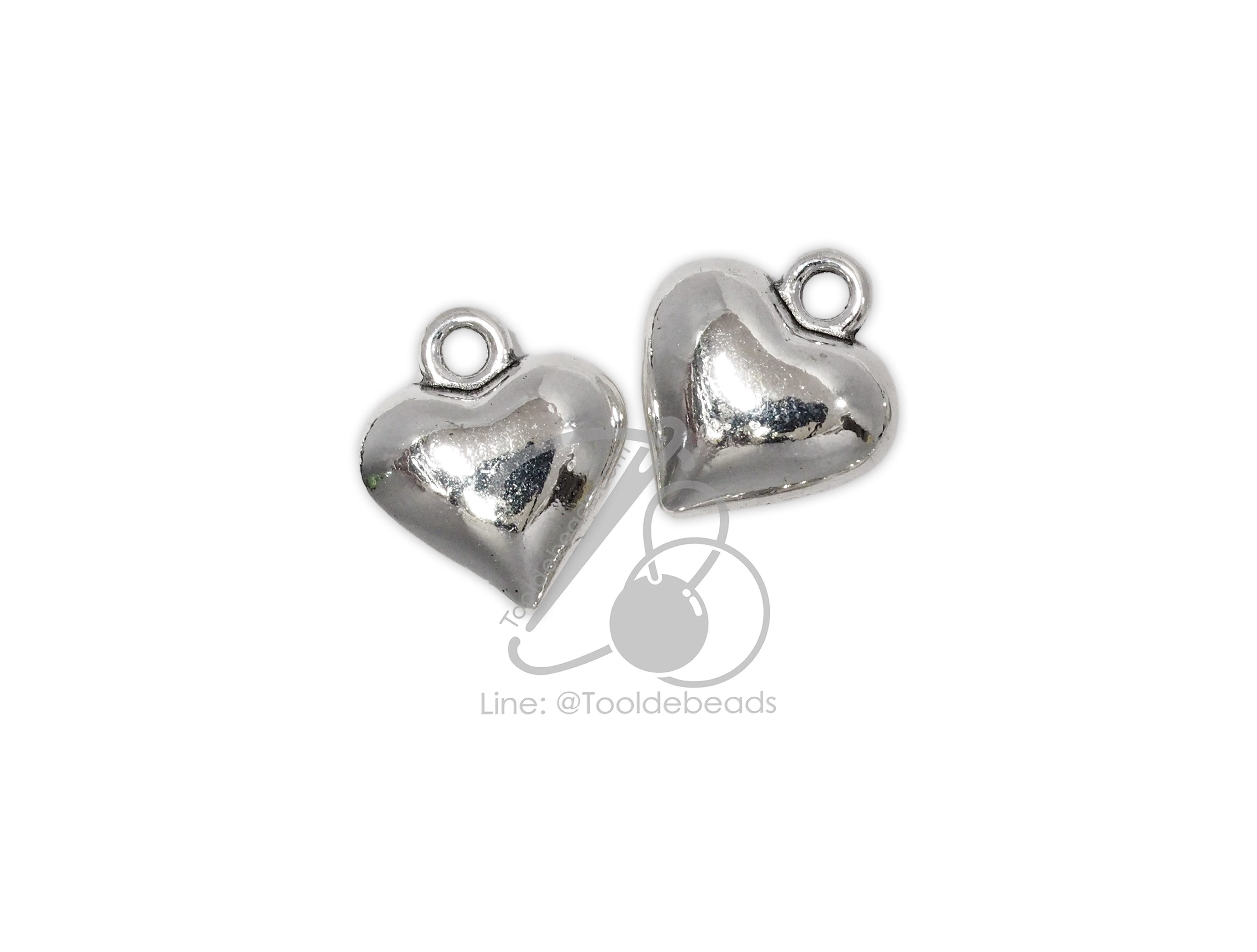 ลูกปัดโรเดียม 215 13มม. ลายจี้หัวใจ สีเงิน (10 กรัม) SKU-16653