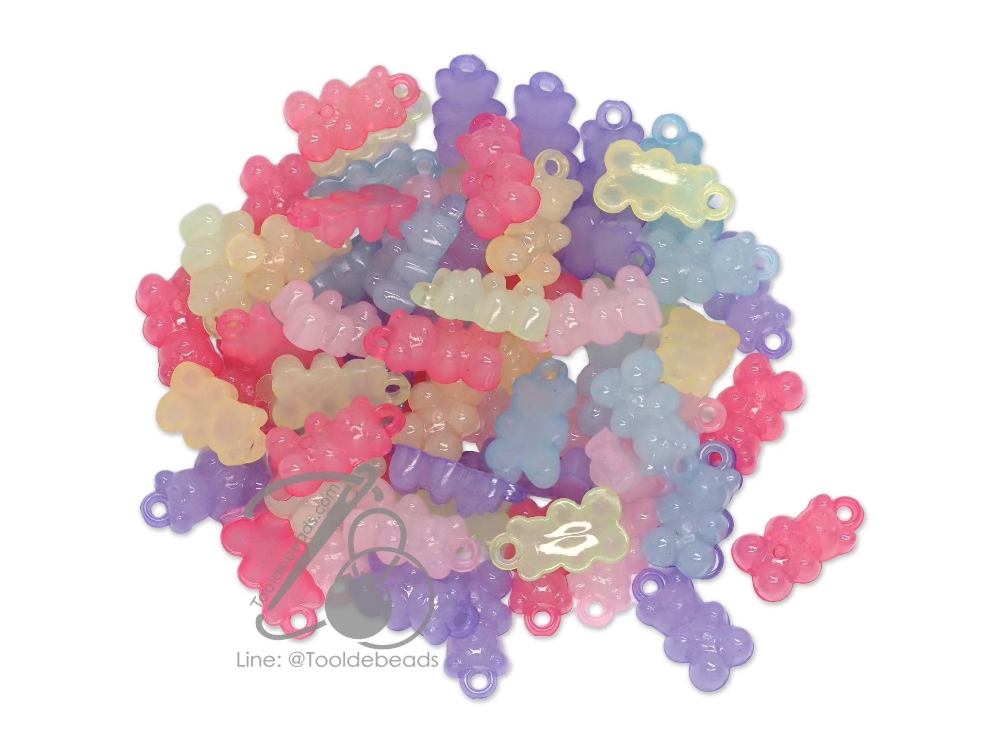จี้อะคริลิค 12*21มม. ลายหมีเยลลี่ คละสีเยลลี่หวาน (100 กรัม) SKU-12200
