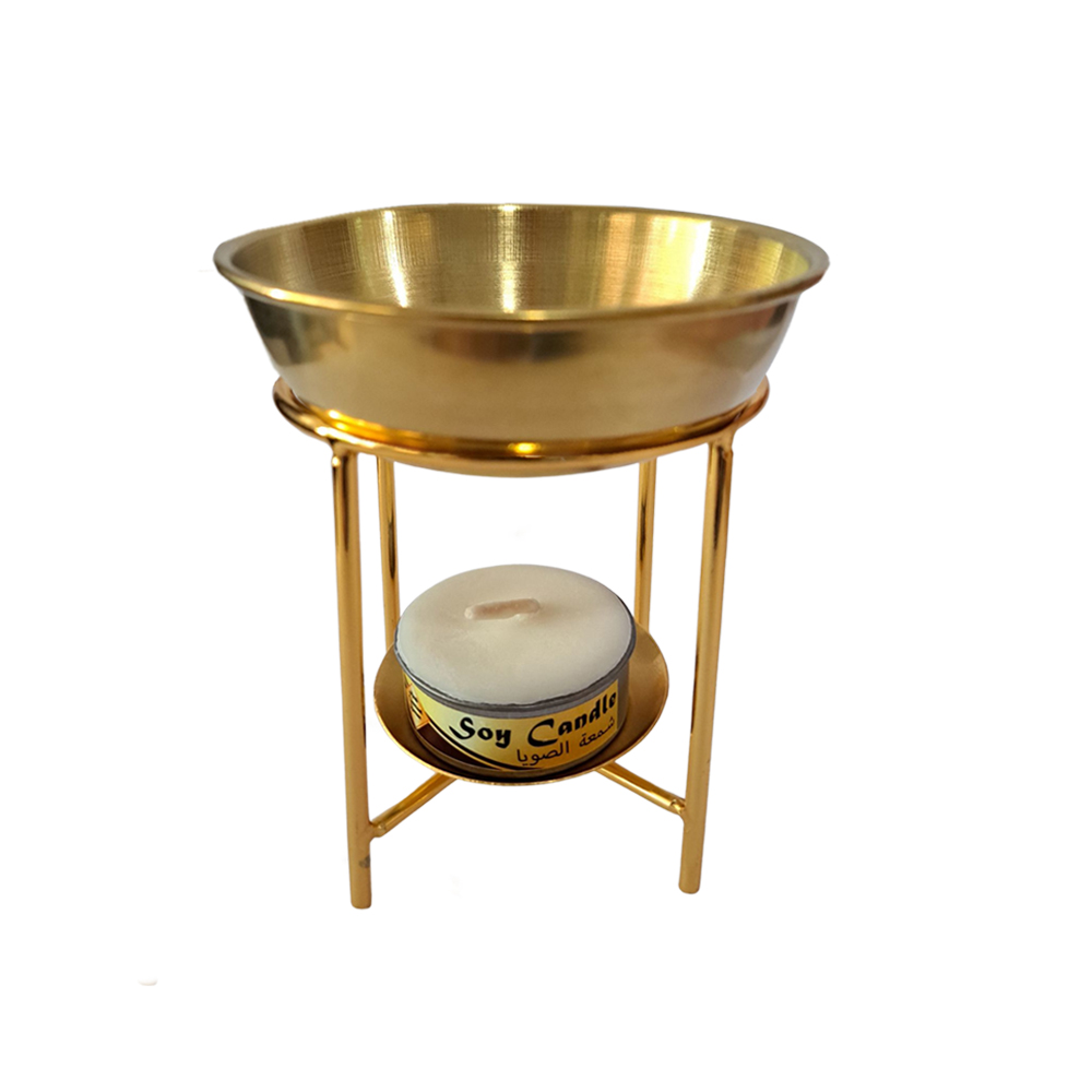 เตาเผาน้ำมันหอมระเหยแท้ เตาน้ำมันอโรม่า ทองเหลืองทั้งชิ้น Brass Stand สินค้าแฮนด์เมด หรู ทันสมัย (ฟรี เทียนไขถั่วเหลืองธรรมชาติ 15gx1 ชิ้น) สวยงาม ทนทาน