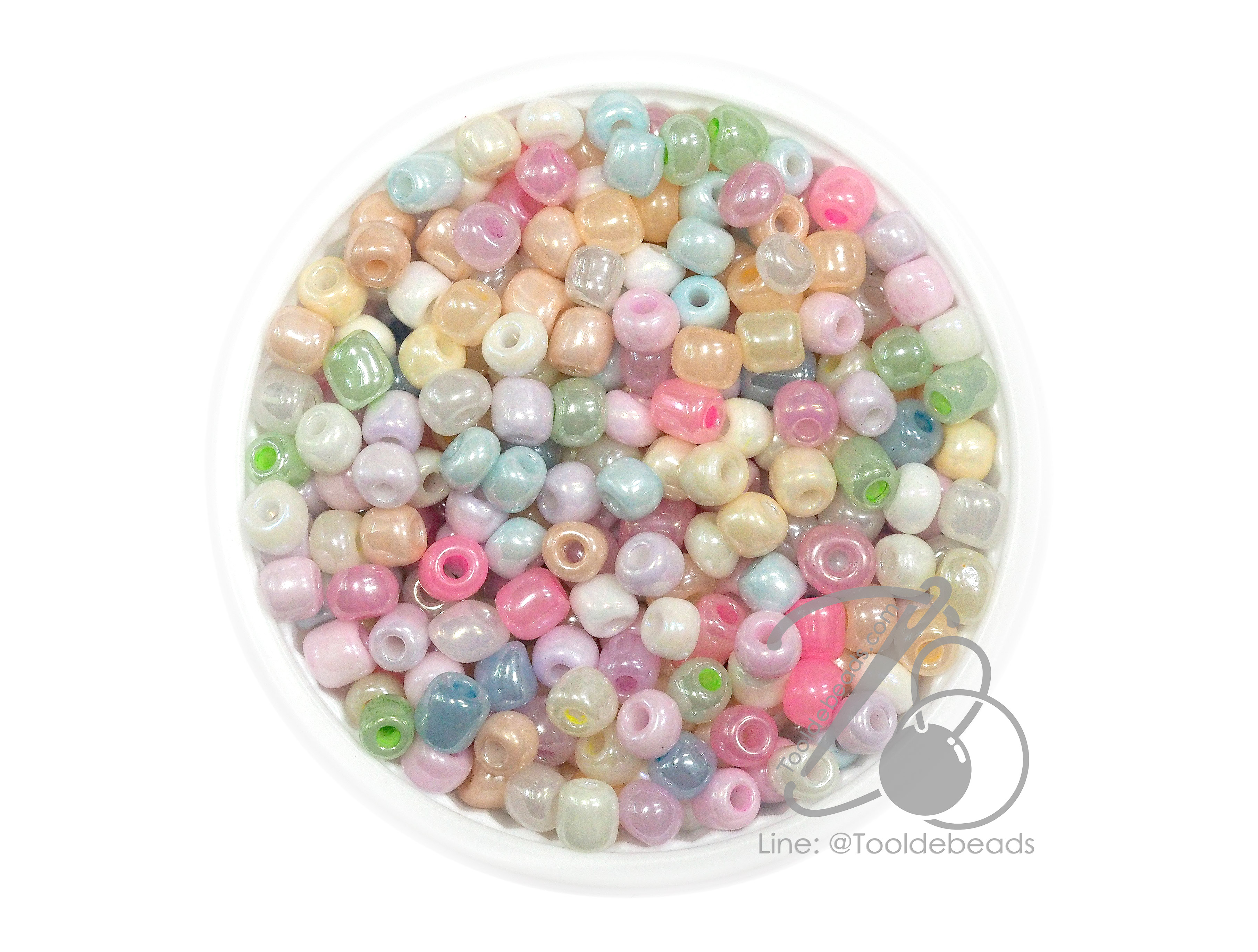 OK Brand ลูกปัดเม็ดทราย 6/0 โทนมุก คละสีแคนดี้ (100 กรัม) SKU-14738