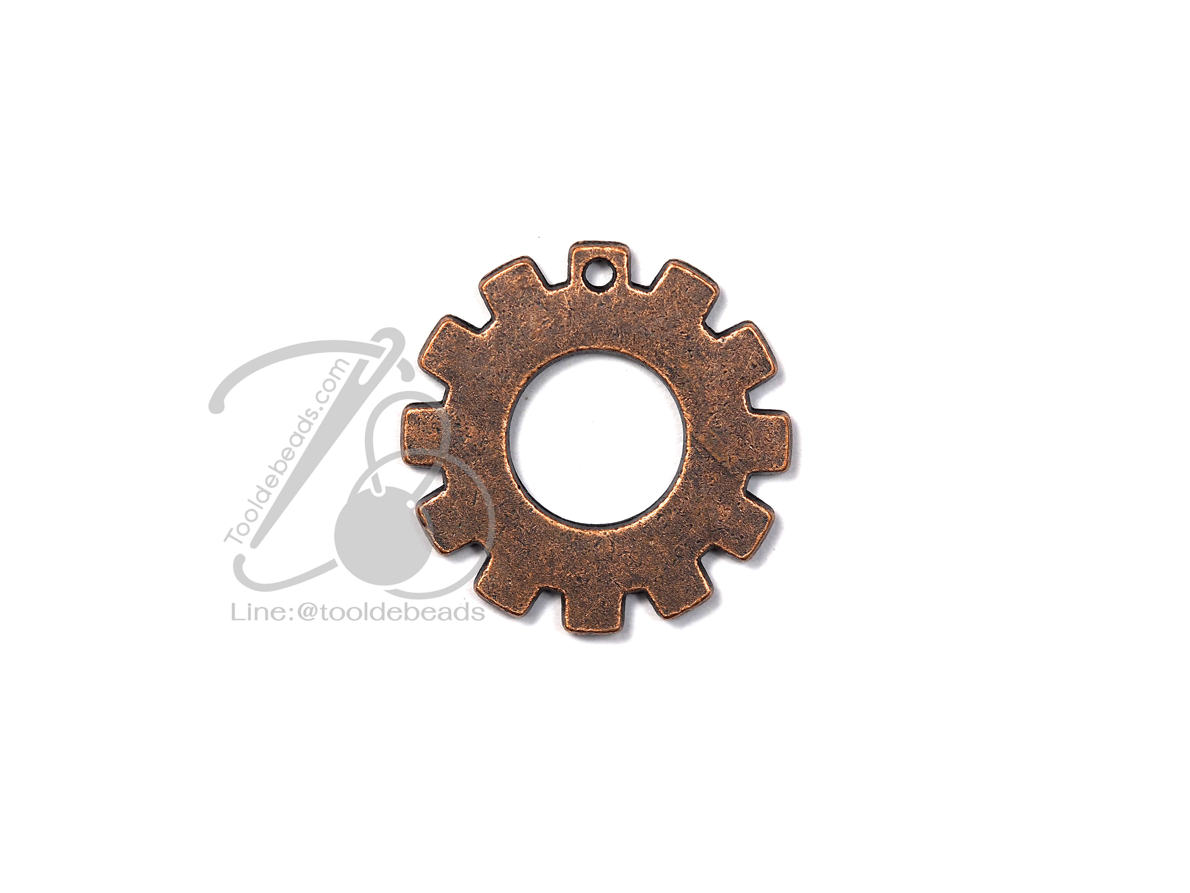 จี้เหล็ก 165 22มม. ลายเกียร์เล็ก สีสนิมแดง (1 ชิ้น) SKU-00538