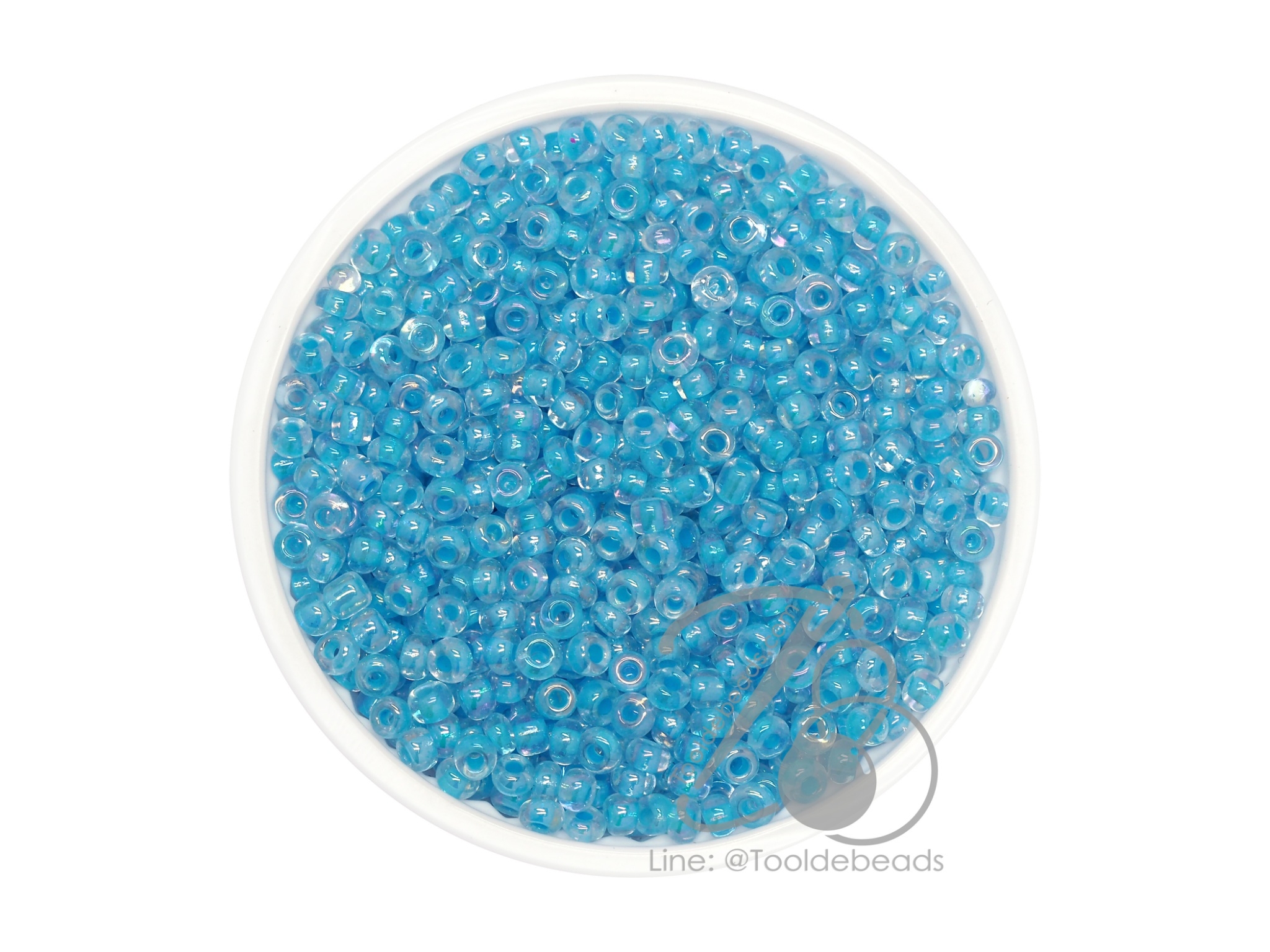 ลูกปัดเม็ดทราย 8/0 สอดไส้ สีฟ้า (100 กรัม) SKU-08767