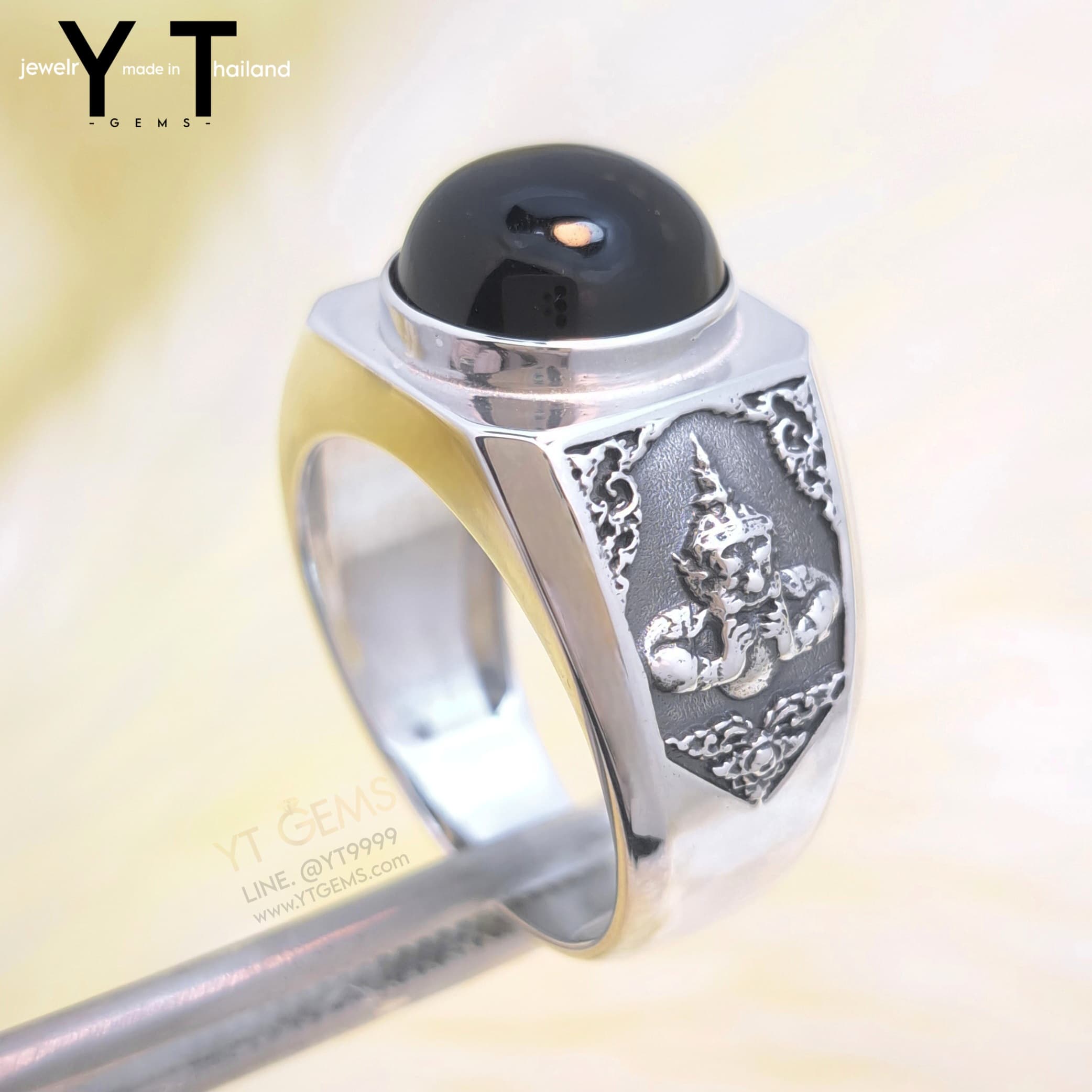 แหวน ราหู เงินแท้ รมดำ นิลแท้ (นิลกาญจนบุรี) YTG-11724 YTGEMS whole