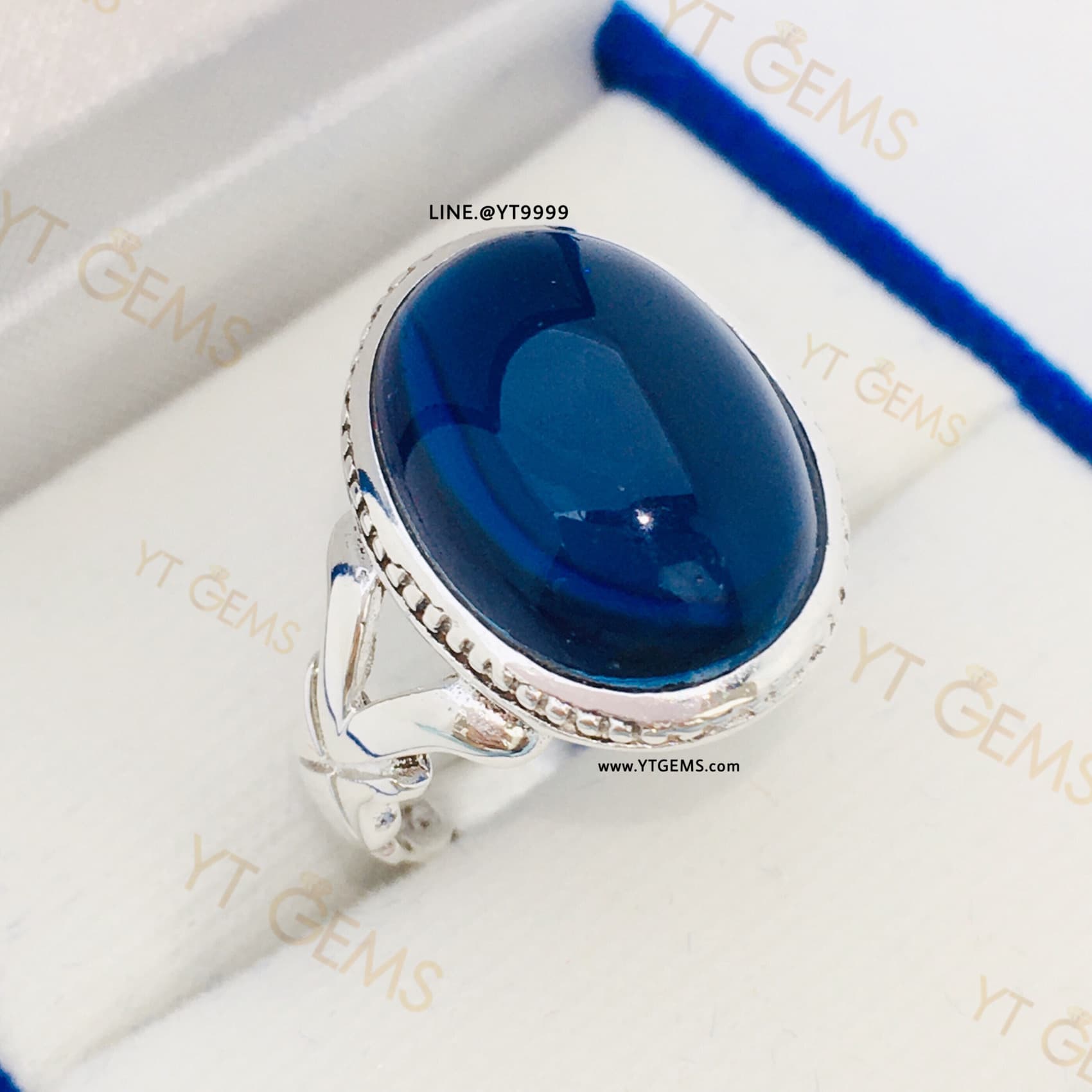แหวนไพลิน แหวนเงินแท้ พลอยไพลิน (CZ) YTG-5613 YTGEMS