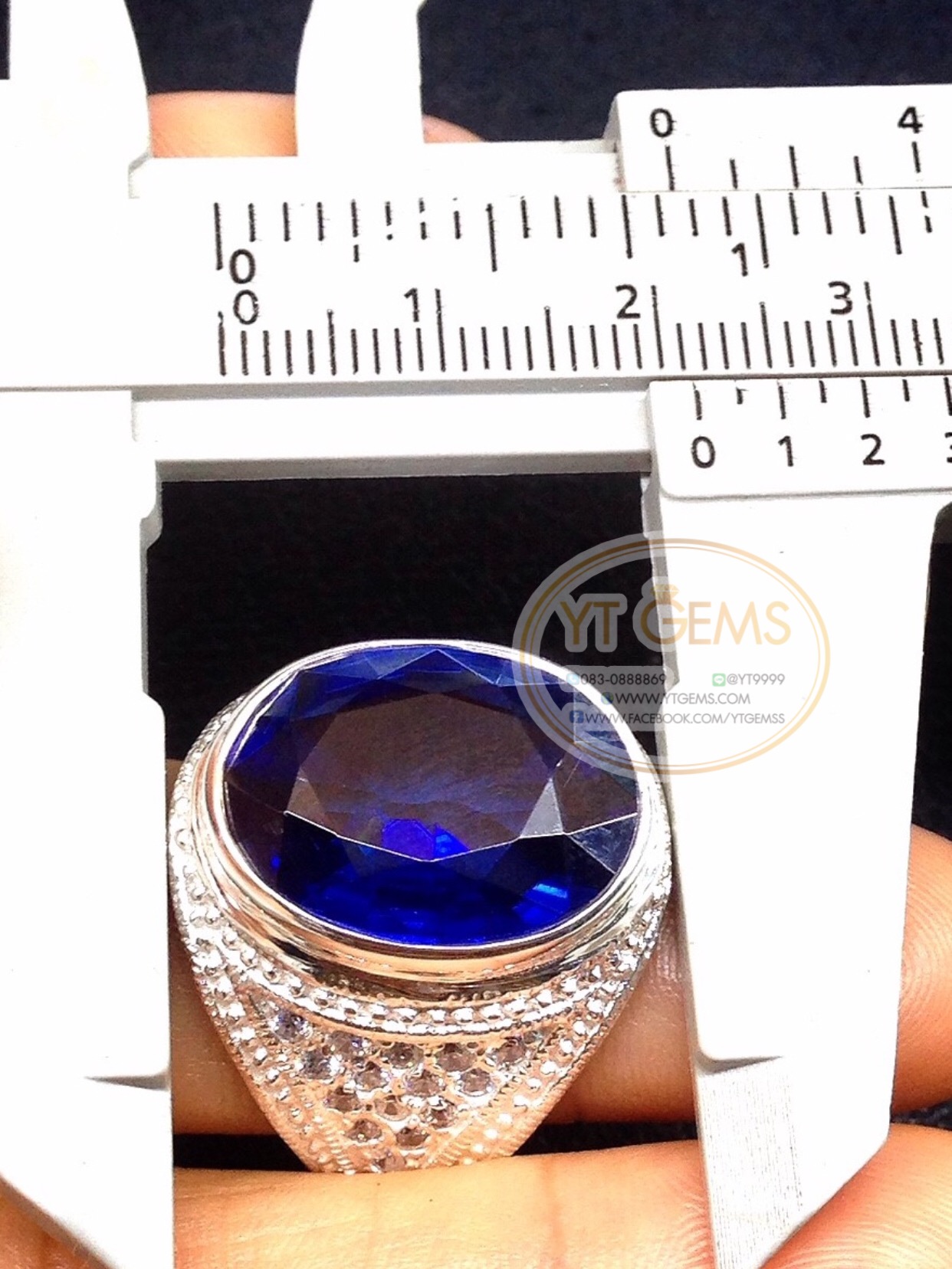 แหวนเงินแท้92.5% พลอยไพลิน(cz) ประดับเพชรSwiss YTG-5553 YTGEMS