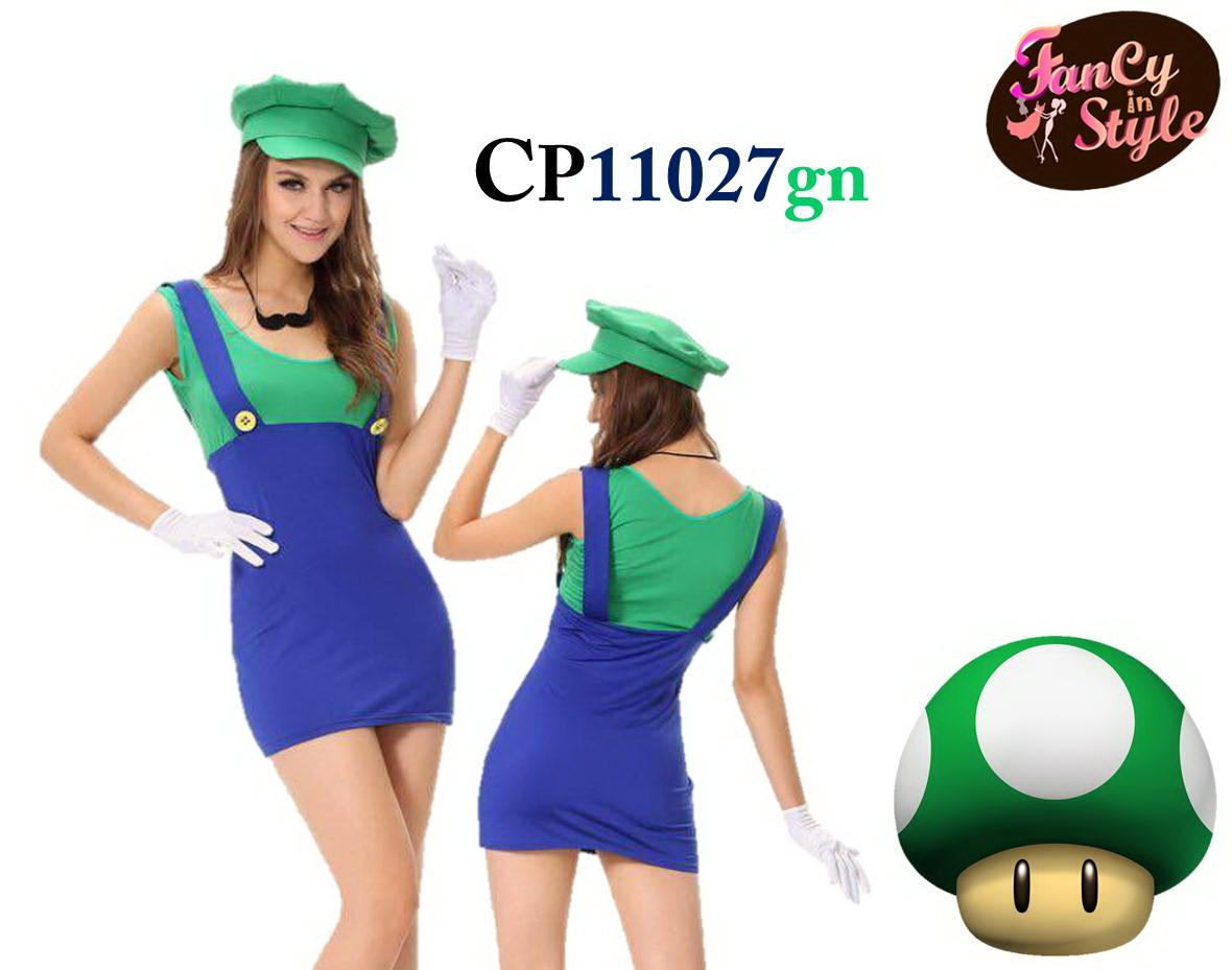 Deluxe Luigi for women/Sexy Green Plumbers costume/ชุดคอสเพลย์ซุปเปอร์มาริโอ้สำหรับสาวๆ