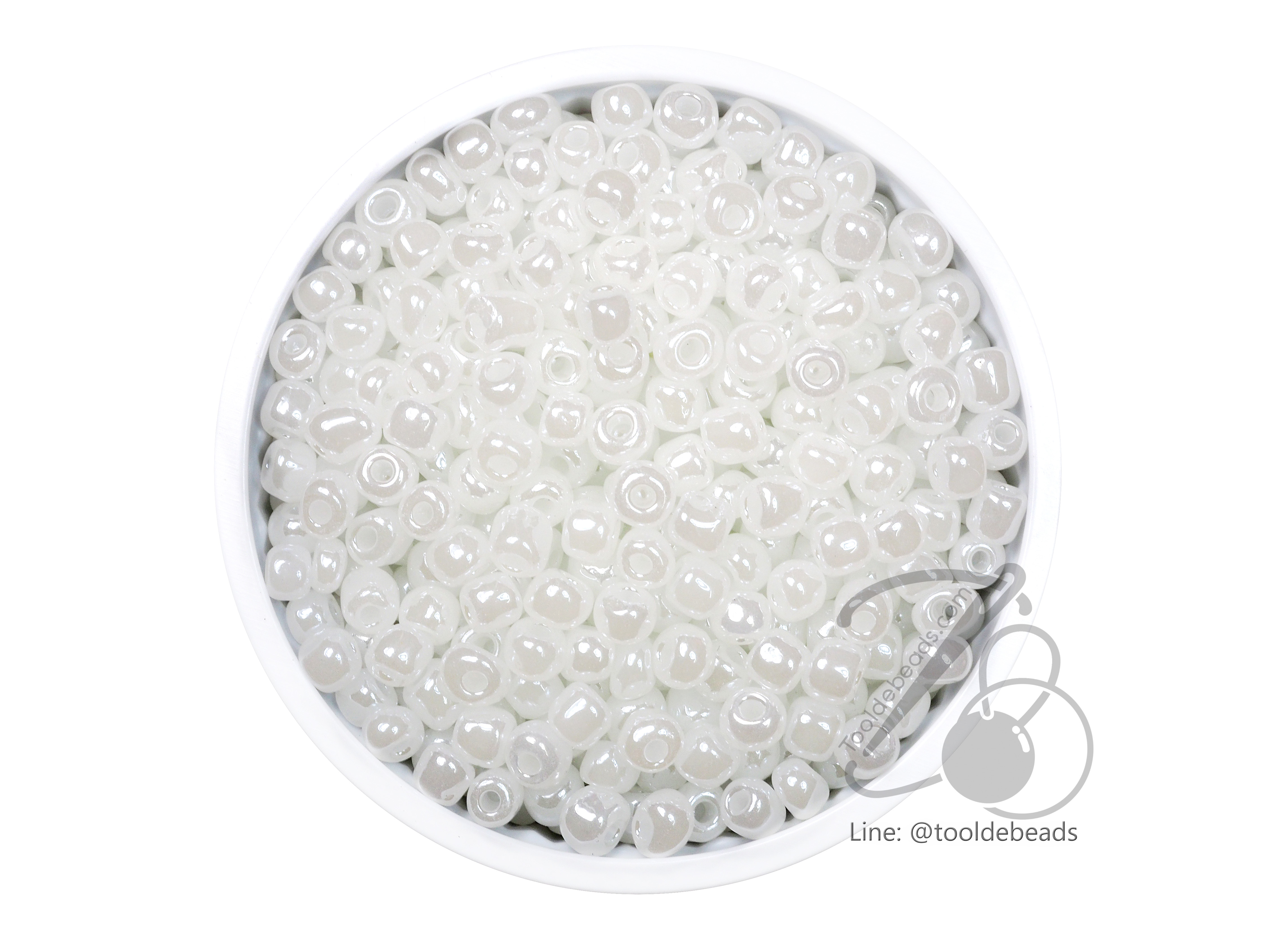 ลูกปัดเม็ดทราย 6/0 โทนมุก สีขาว (100 กรัม) SKU-03849