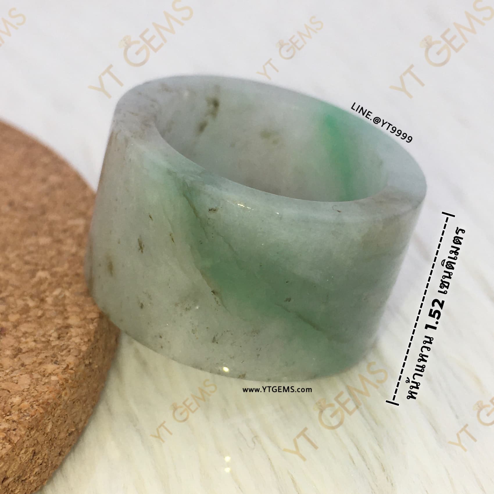 แหวนหยกแท้ (วงใน 20 มม. เบอร์ 63) หยกพม่า หยกแท้ทั้งวง YTG-11613 YTGEMS