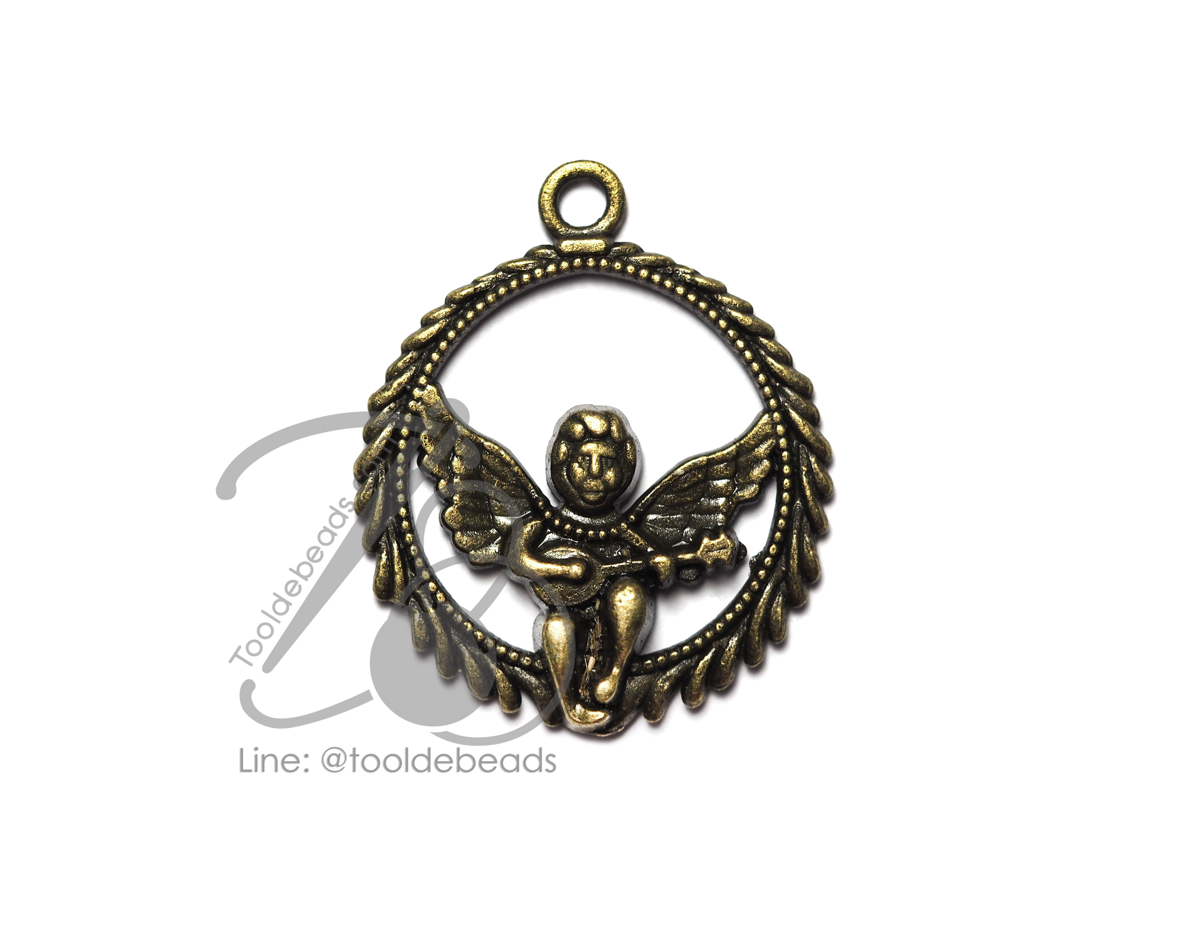จี้เหล็ก 448 25มม. ลายฑูตสวรรค์ สีสนิม (1 ชิ้น) SKU-06024