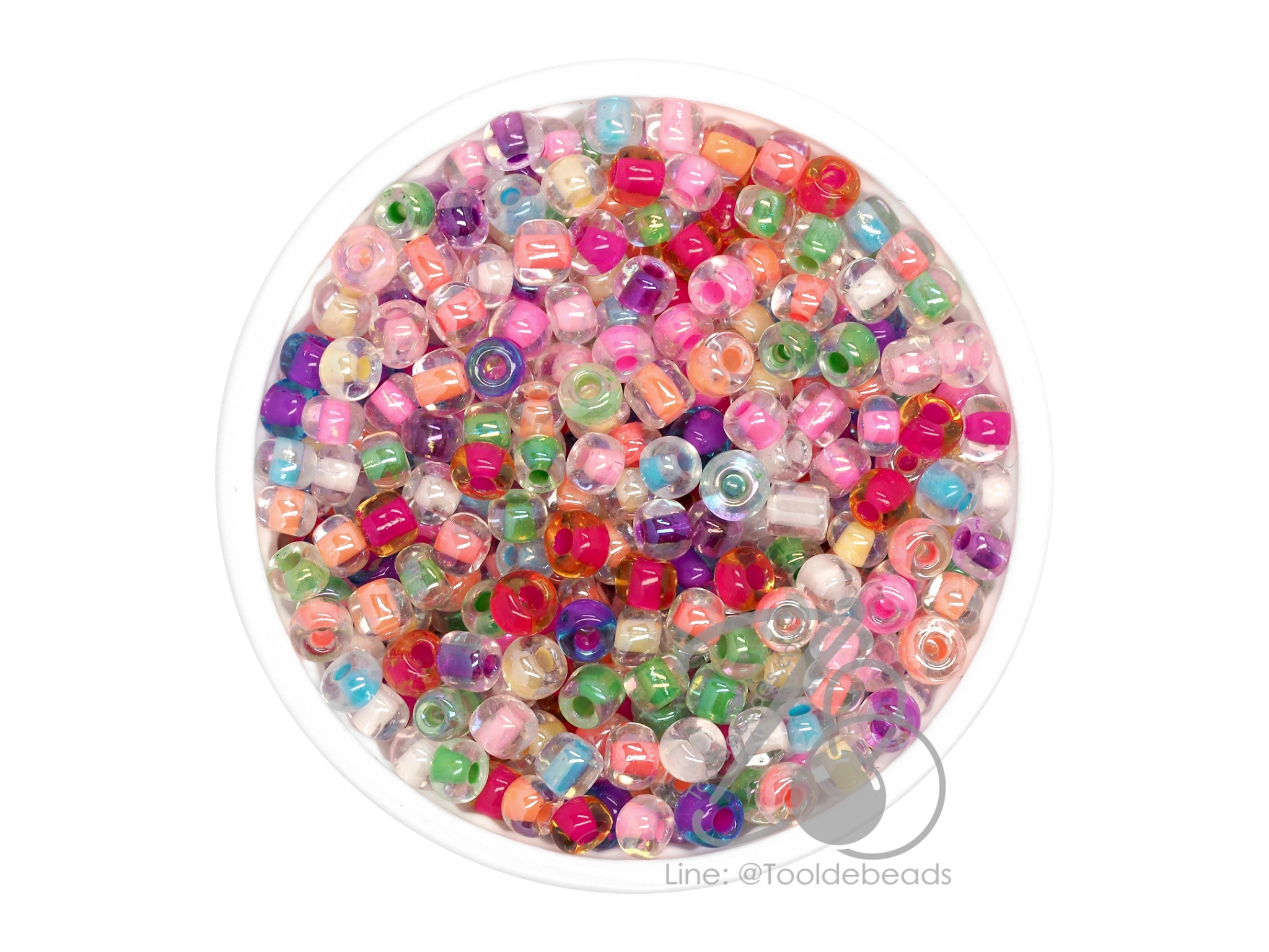 ลูกปัดเม็ดทราย 6/0 สอดไส้ คละสี (100 กรัม) SKU-08976