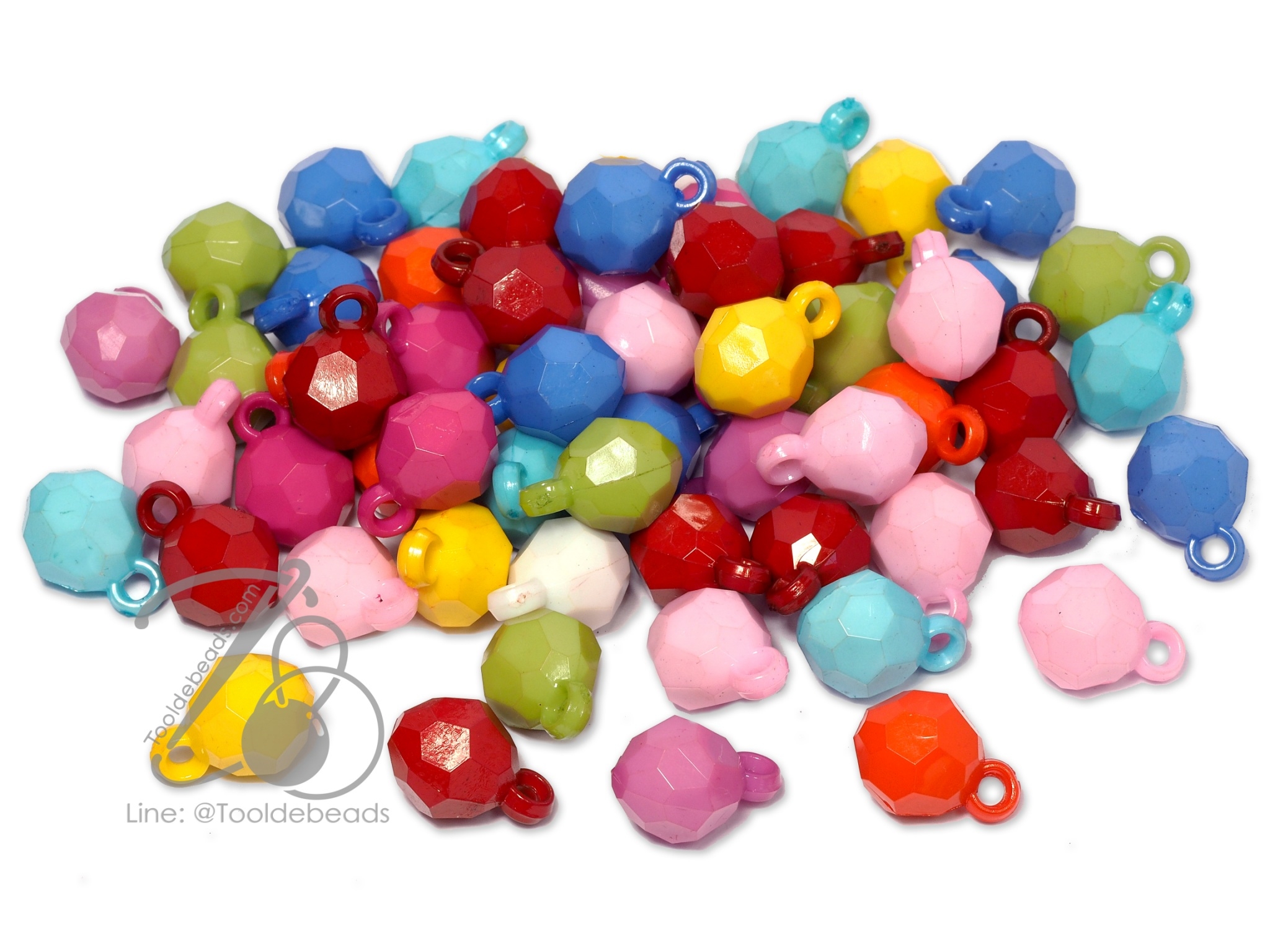 จี้อะคริลิค 10มม. ลายกลมเจีย สีสด (15 กรัม) SKU-09843