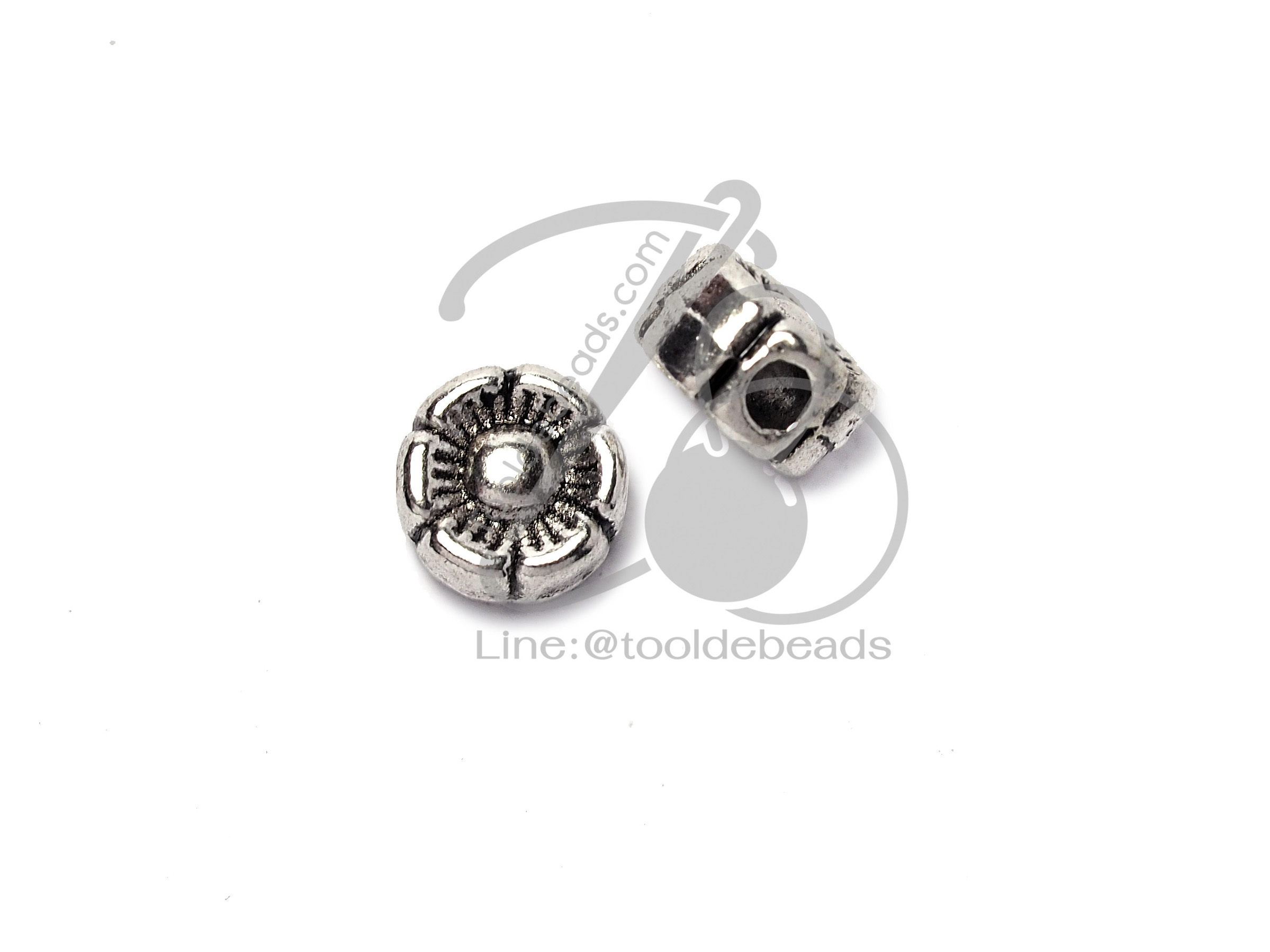 ลูกปัดโรเดียม 148 6มม. ลายดอกบ๋วย (1 ชิ้น) SKU-03348