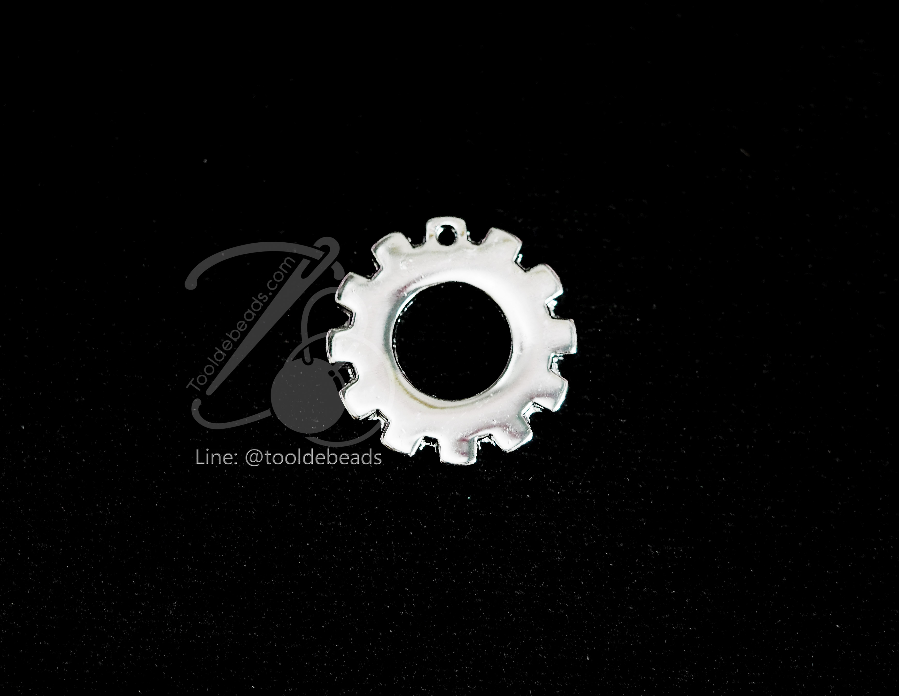 จี้เหล็ก 160 22มม. ลายเกียร์ สีเงิน (1 ชิ้น) SKU-00533