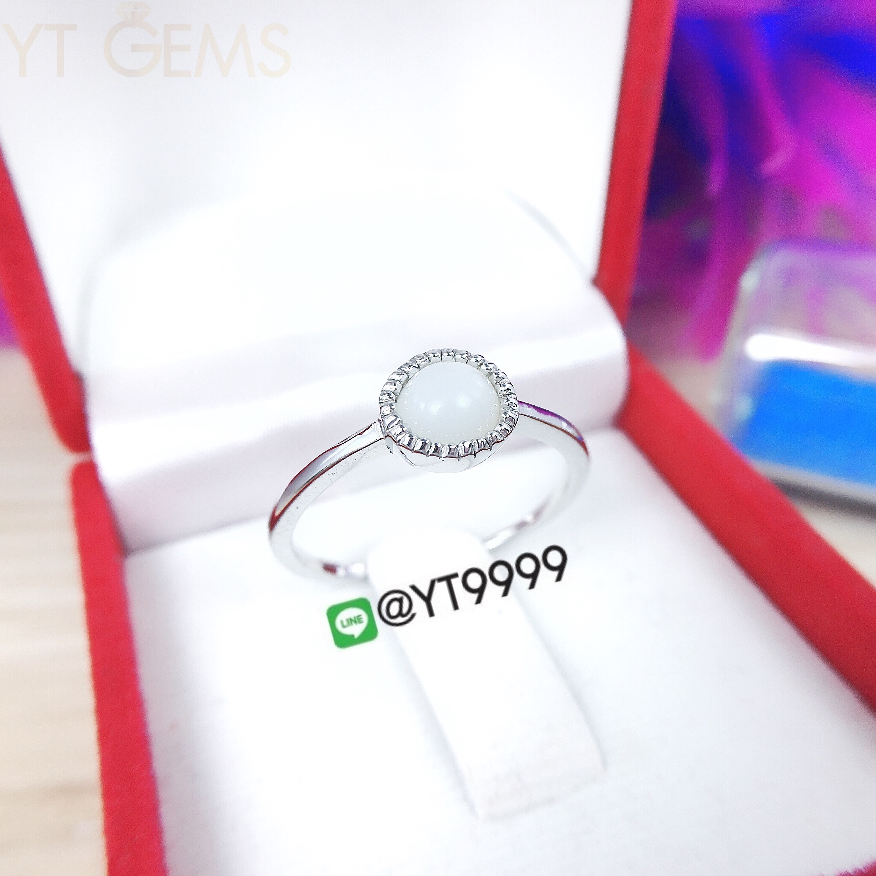 แหวนมุกดาหาร แหวนเงินแท้ ชุบทองคำขาว พลอยมุกดาหารแท้(มูนสโตน) YTG2363 YTGEMS