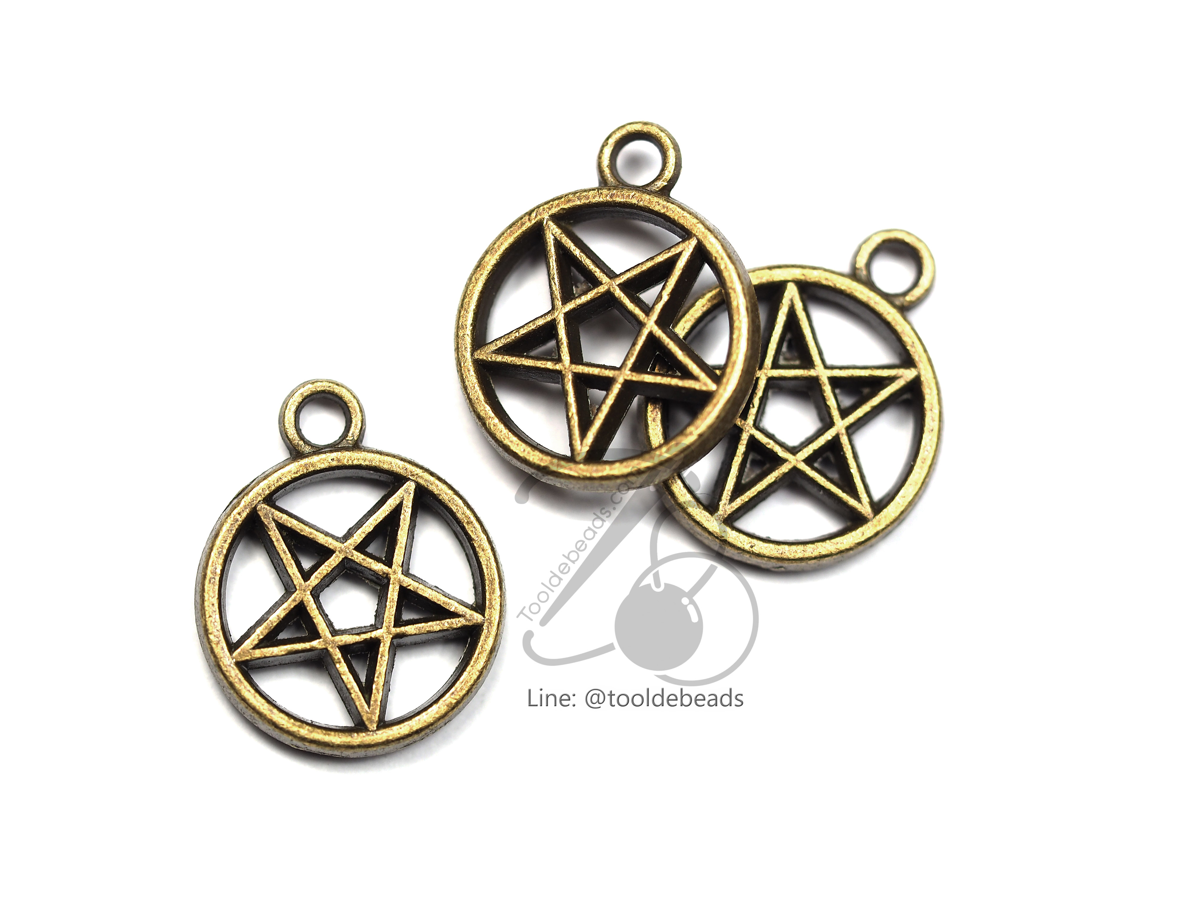 จี้เหล็ก 243 14มม. ลายดาว สีสนิม (1 ชิ้น) SKU-00680