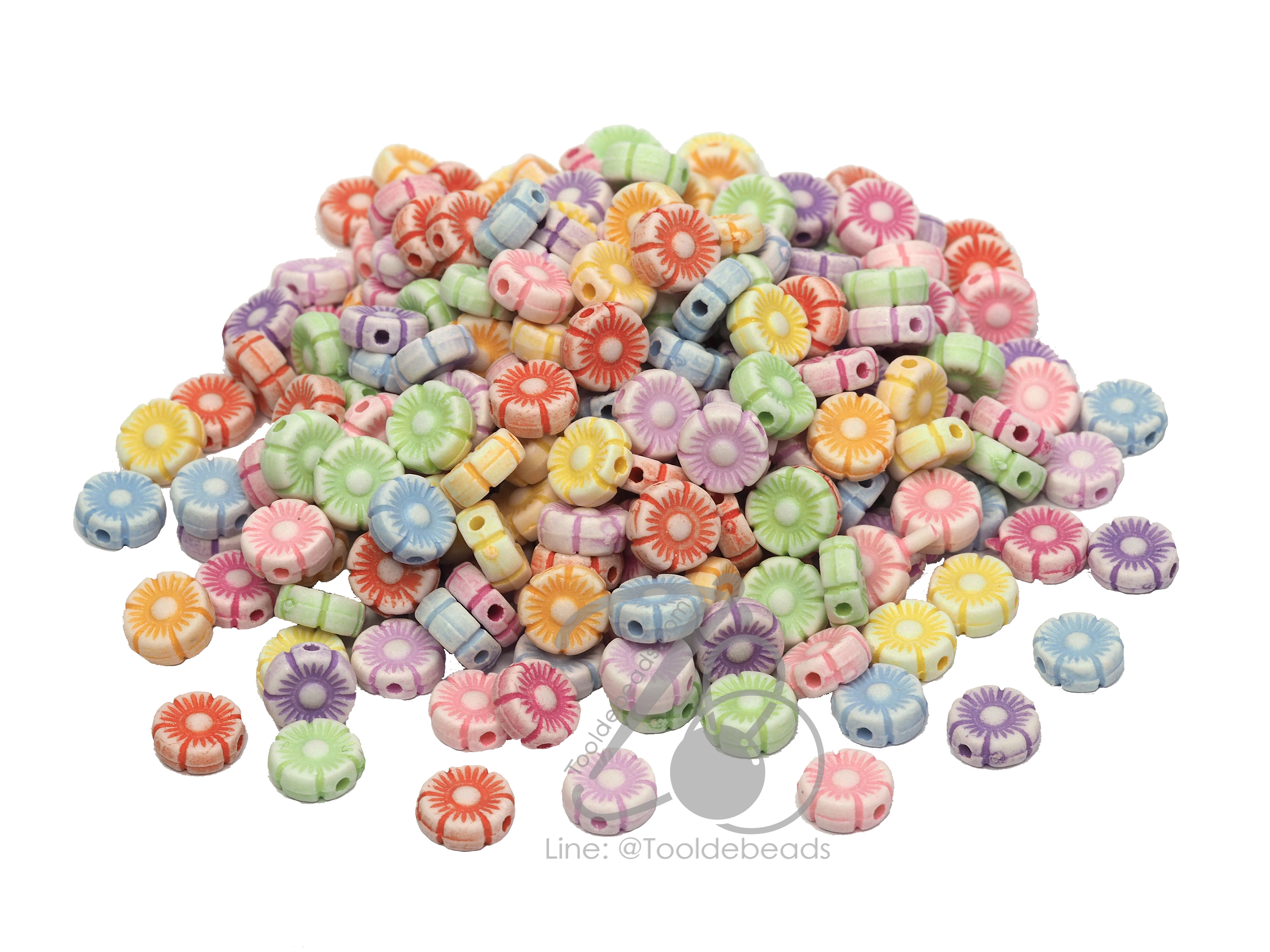 ลูกปัดแฟนซี 9มม. ลายดอกบ๋วย (15 กรัม) SKU-03188