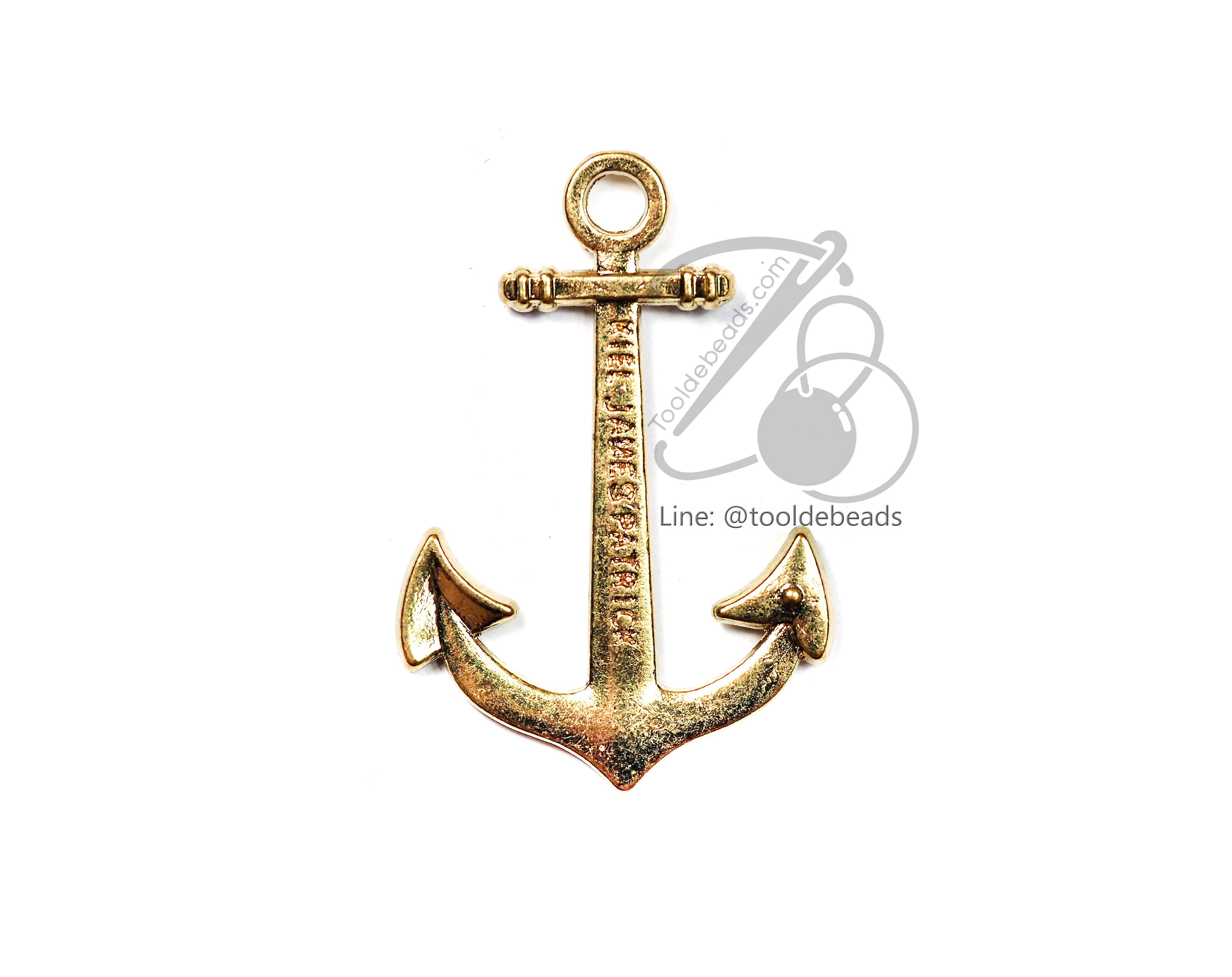 จี้เหล็ก 14 39มม. ลายสมอเรือยาว สีทอง (1 ชิ้น) SKU-00483