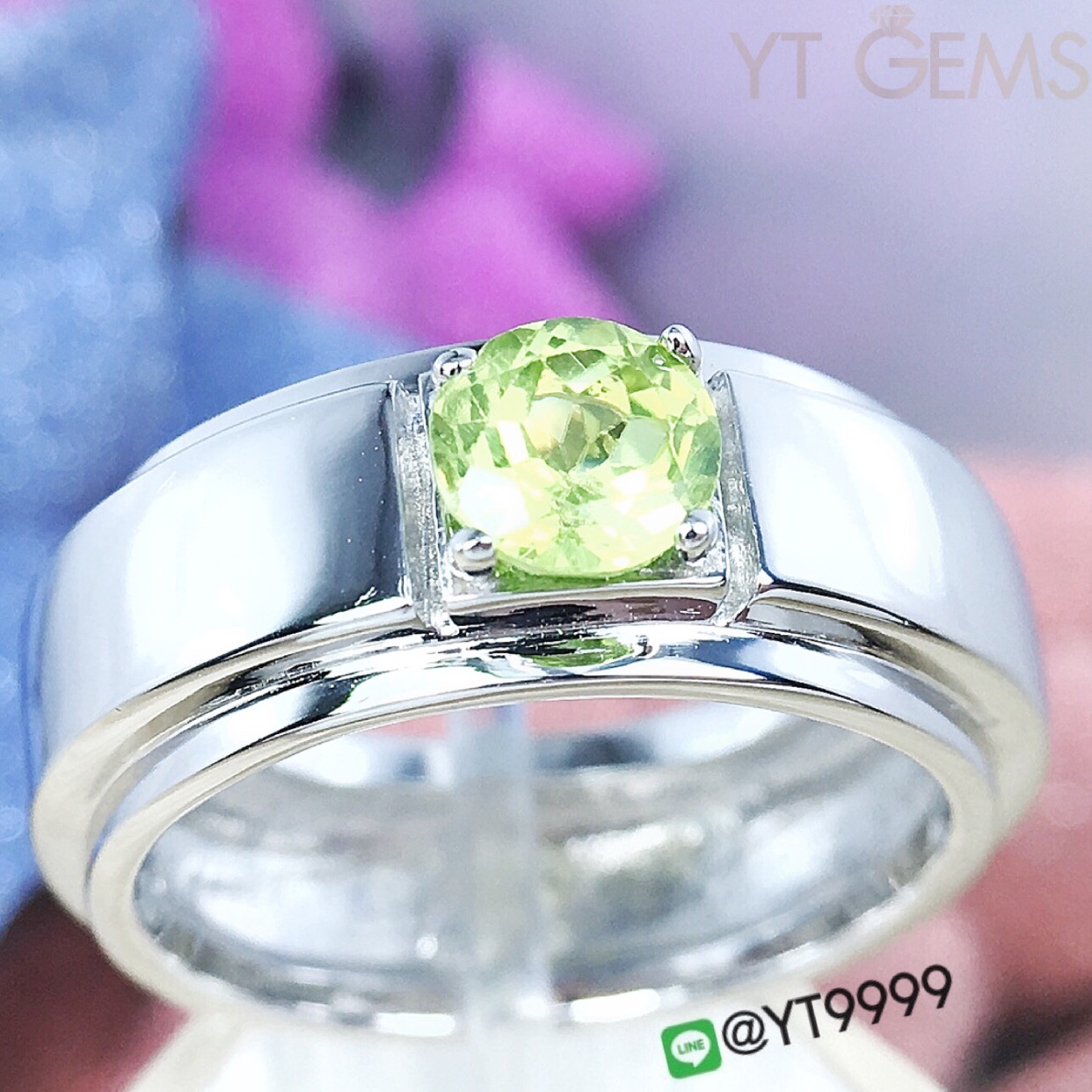 แหวนเพอริดอท แหวนเงินแท้92.5% ชุบทองคำขาว พลอยเพอริดอทแท้ YTG-3187 YTGEMS
