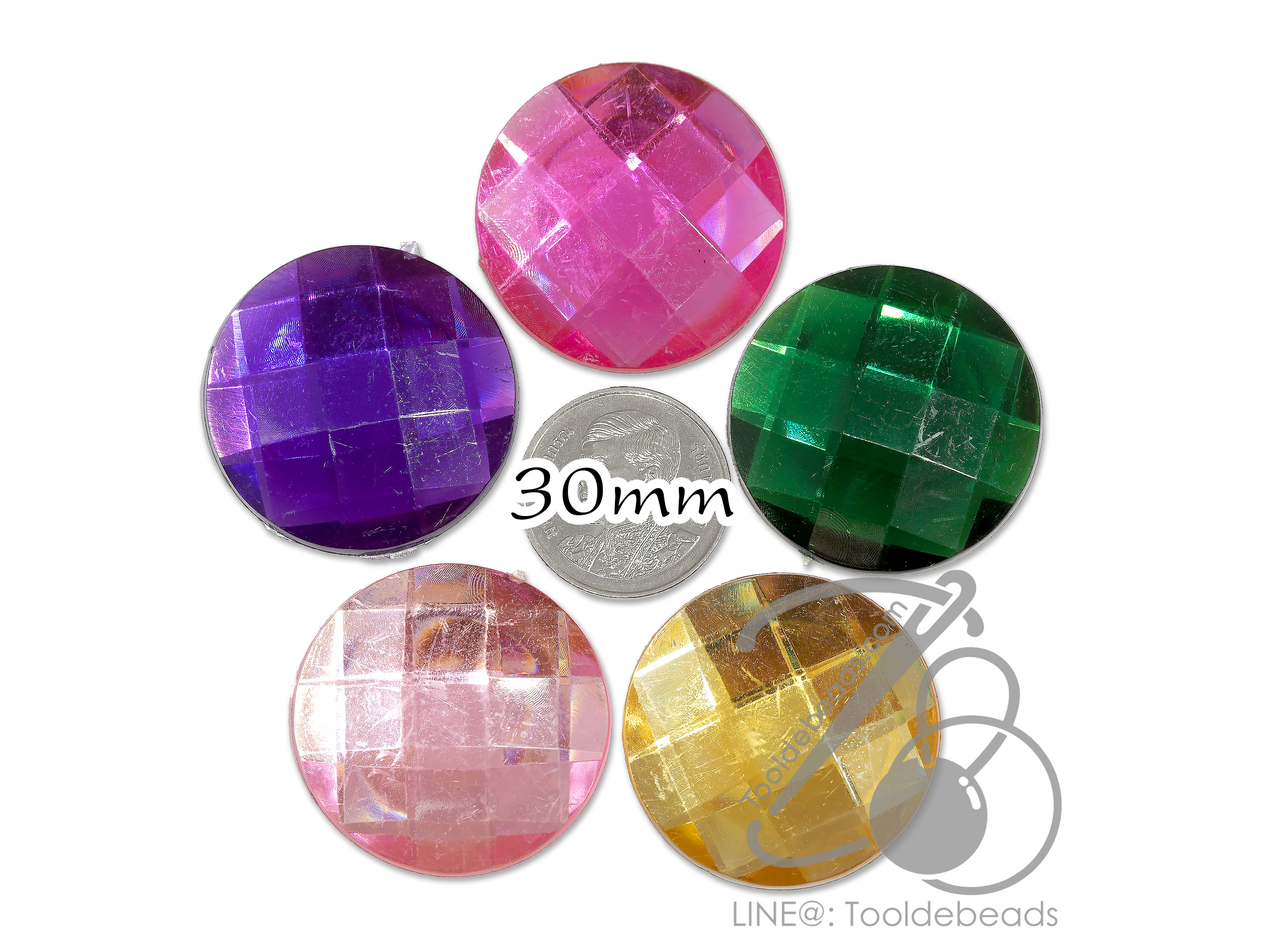 เพชรครึ่งซีก 30มม. ทรงกลม (10 ชิ้น) SKU-14075