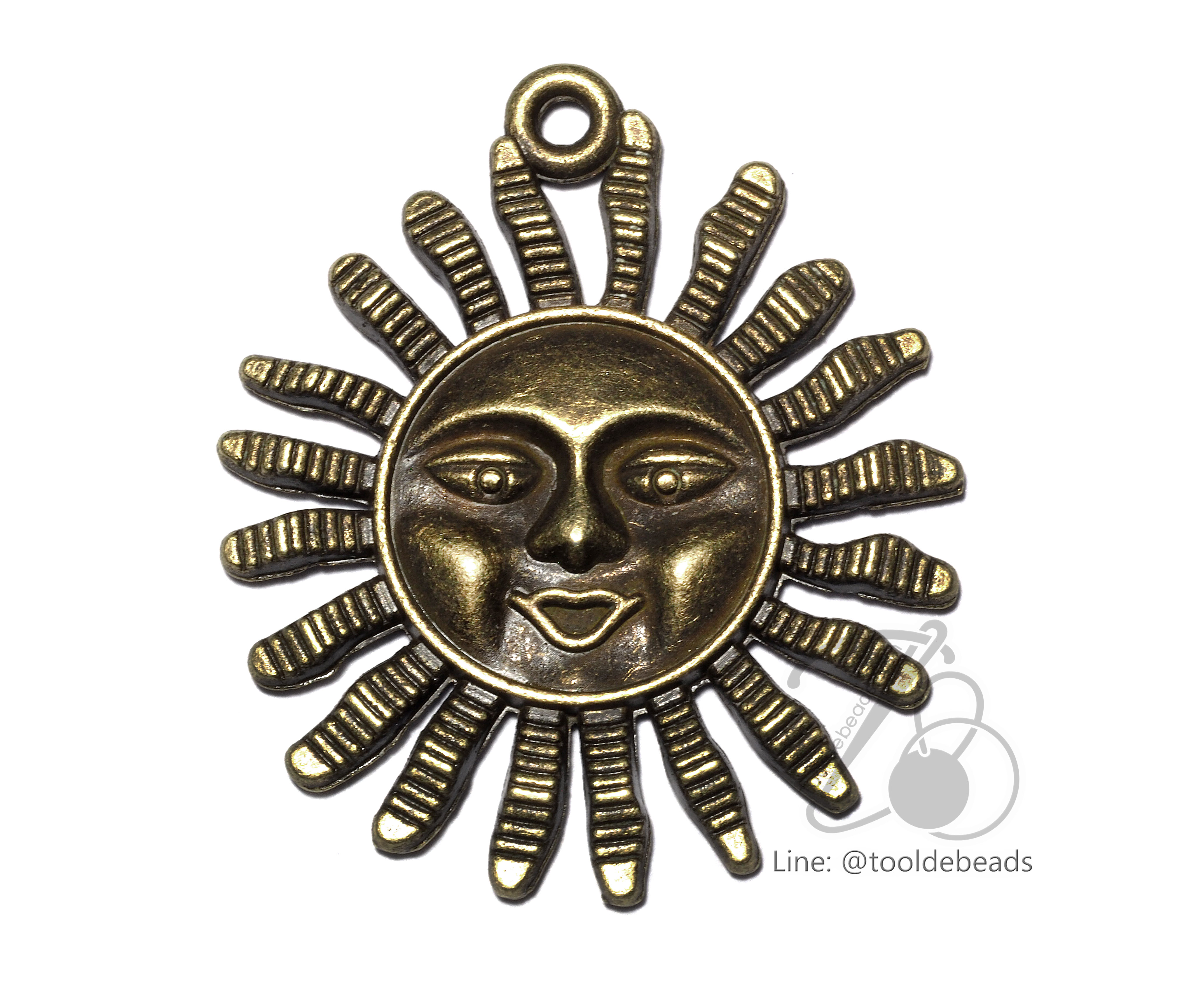 จี้เหล็ก 445 30มม. ลายพระอาทิตย์ สีสนิม (1 ชิ้น) SKU-06021