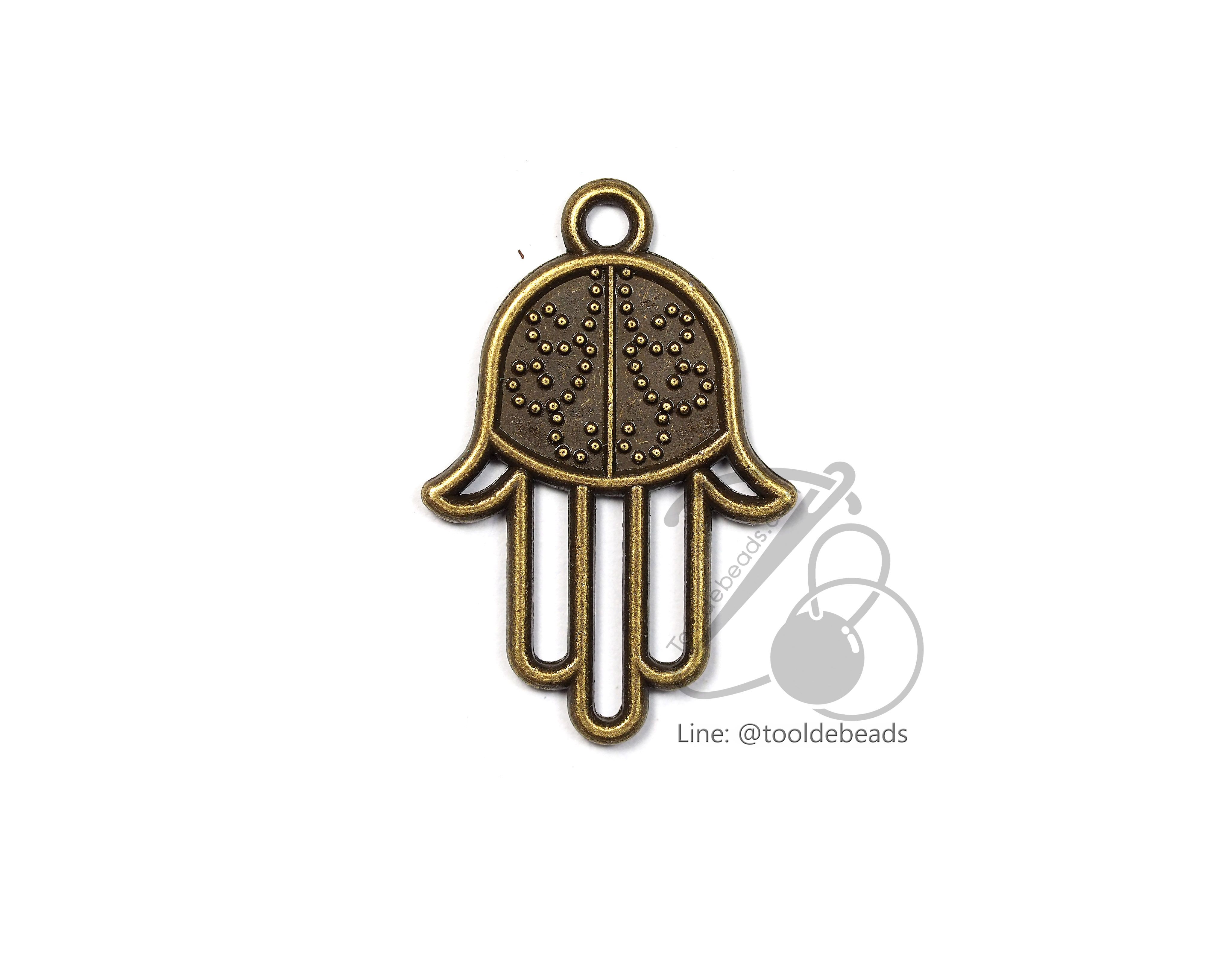 จี้เหล็ก 59 16*21มม. ลายมือ สีสนิม (1 ชิ้น) SKU-00902