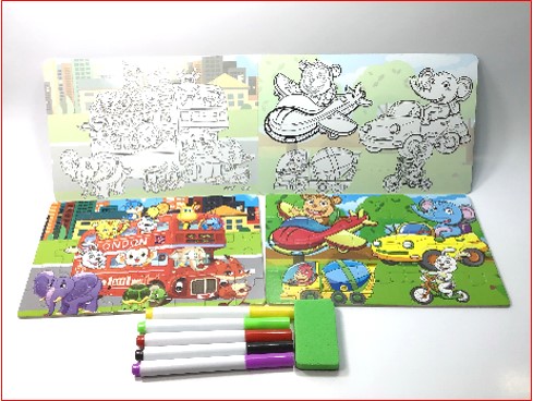 จื๊กซอว์รูปภาพพร้อมระบายสี 4 แบบในกล่องเหล็ก