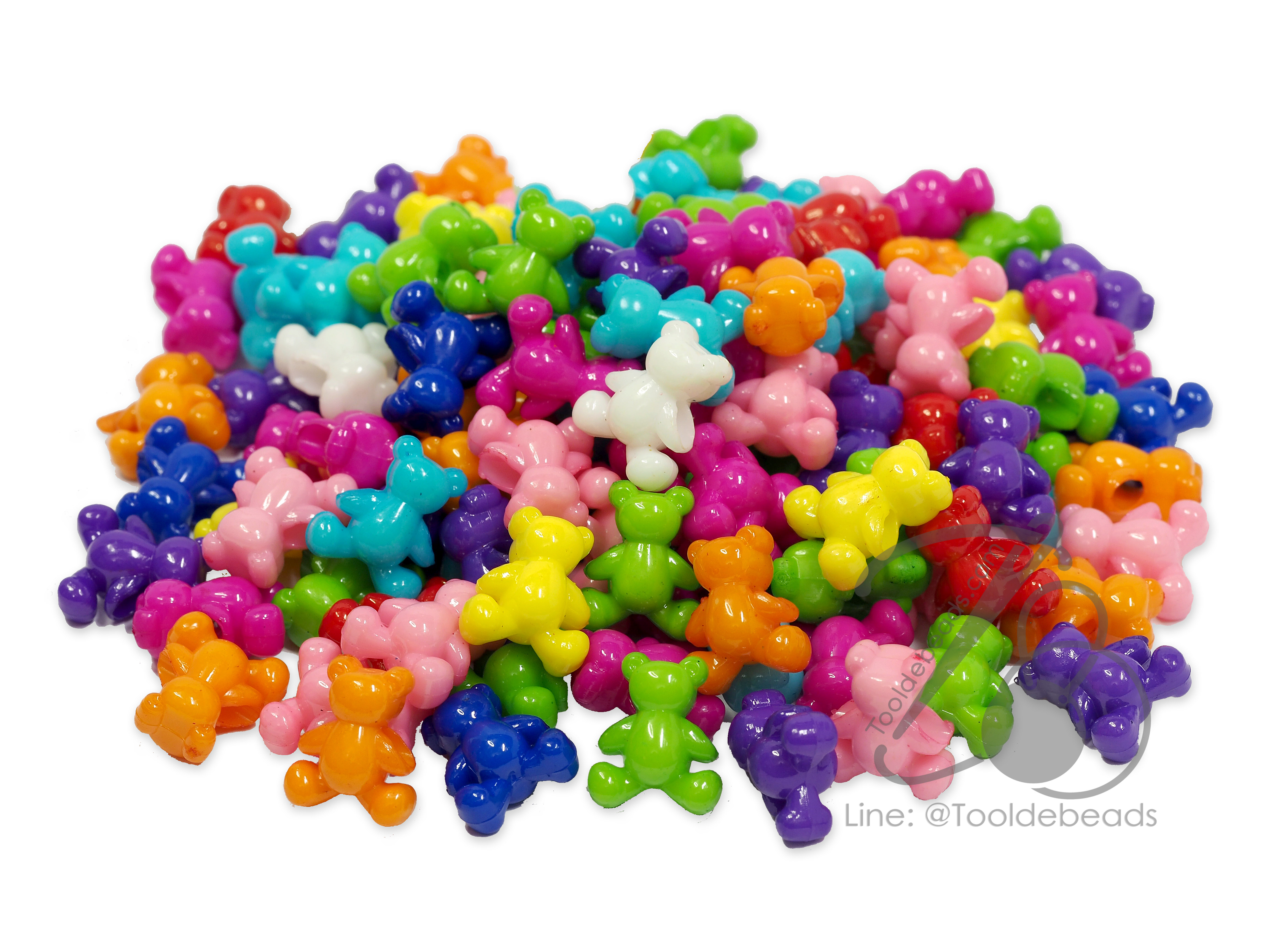 ลูกปัดอะคริลิค 12*14มม. ลายหมี สีสด (15 กรัม) SKU-06942