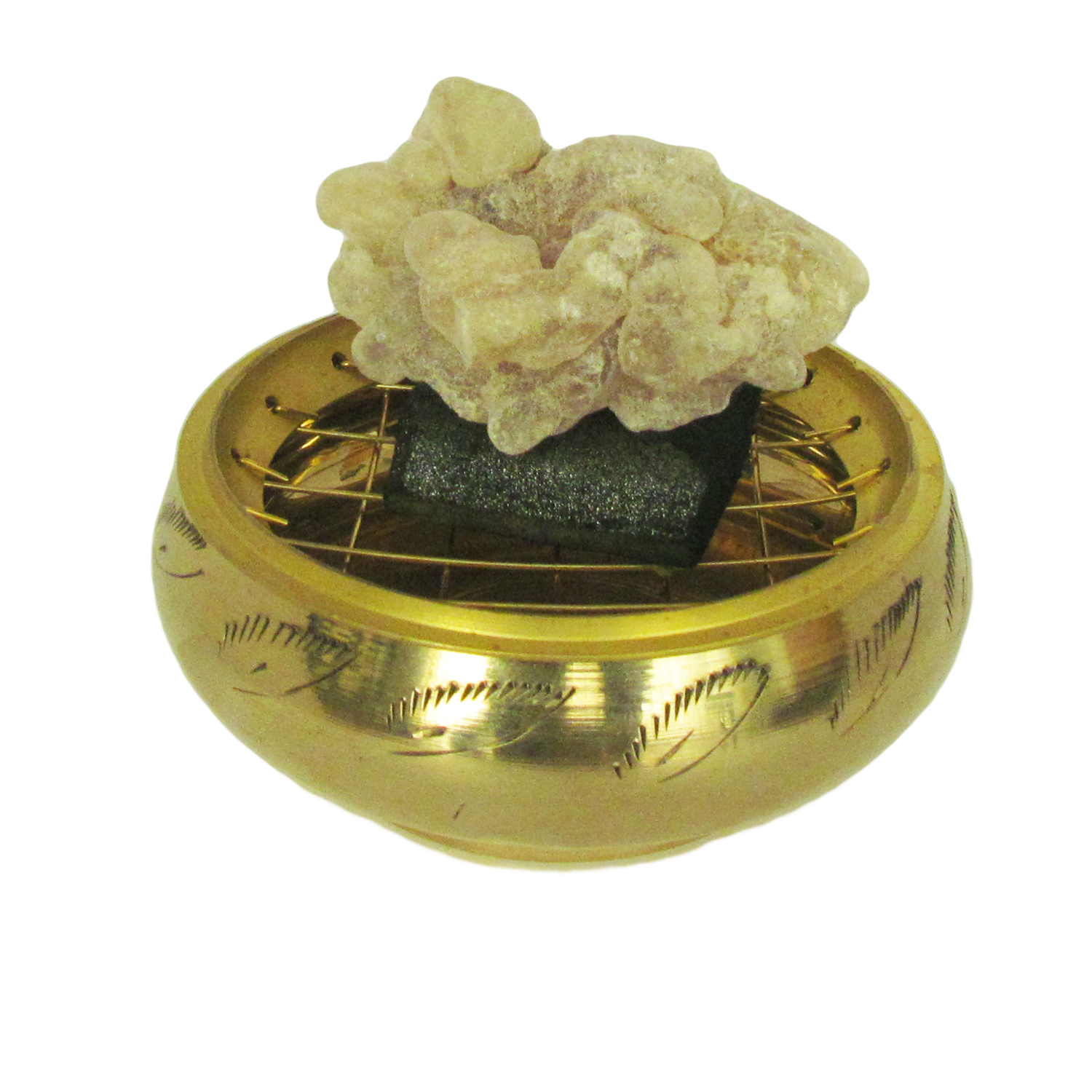 เตาเผาไม้หอม กระถางธูป เครื่องหอมทุกชนิด ทำจากทองเหลืองแท้ + ถ่าน ถ่านเผา ถ่านไม้ ถ่านพิเศษ ชาโคล สำหรับจุดไฟเผา 1 กล่อง