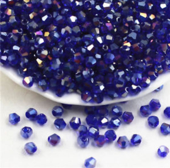 ลูกปัด สีน้ำเงิน ขนาด 4 ม.ม. / แพ็ค 100 เม็ด