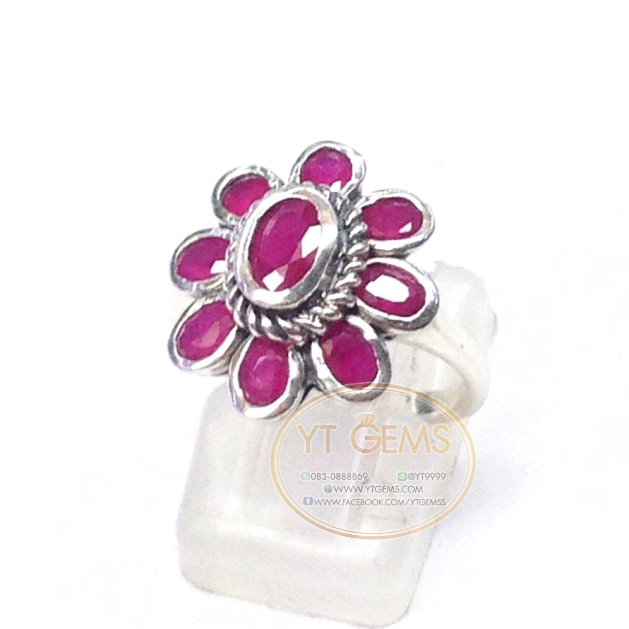 แหวนทับทิม แหวนเงินแท้92.5% รมดำ พลอยทับทิมชาตั้ม YTG-4495 YTGEMS