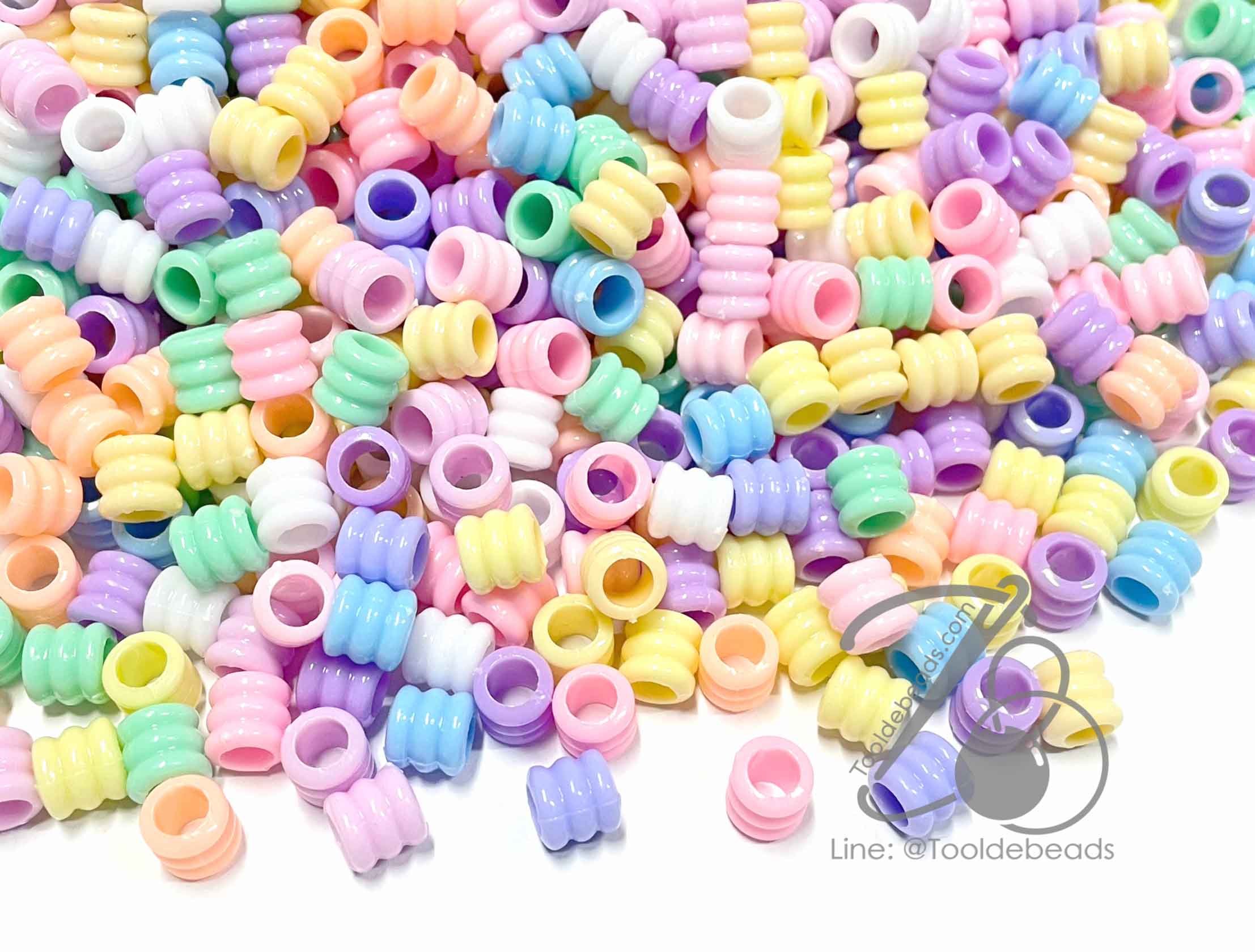 ลูกปัดพาสเทล 7มม. ลายกระดูกงูสามชั้น (225 กรัม) SKU-12803