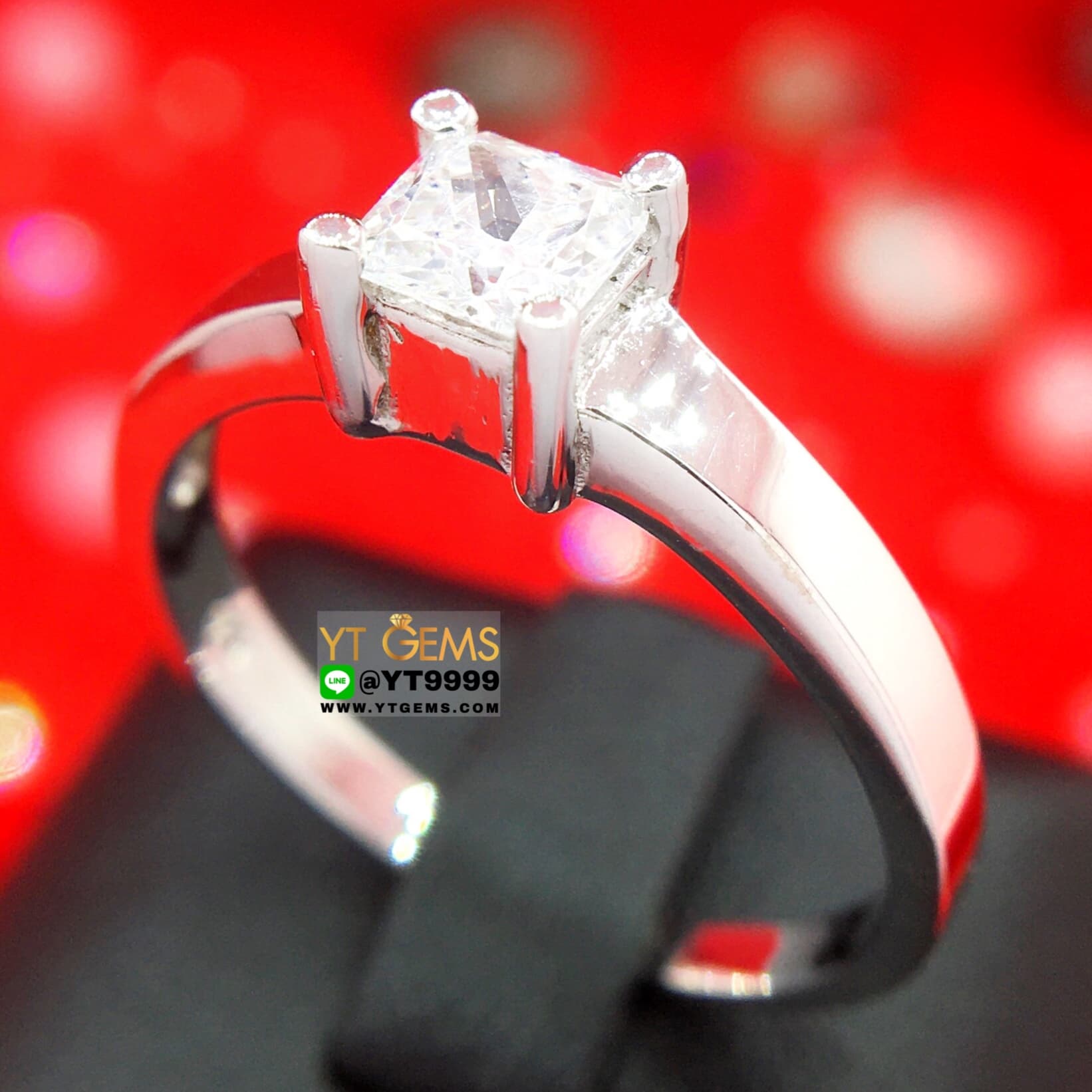 แหวนเพชร แหวนเงินแท้ ชุบทองคำขาว เพชร Swiss YTG-2480 YTGEMS