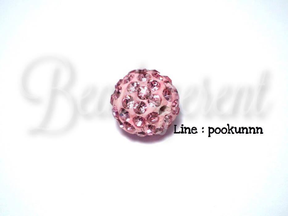 ลูกปัดฝังเพชร 12มม. สีชมพูอ่อน (1 ชิ้น) SKU-01582