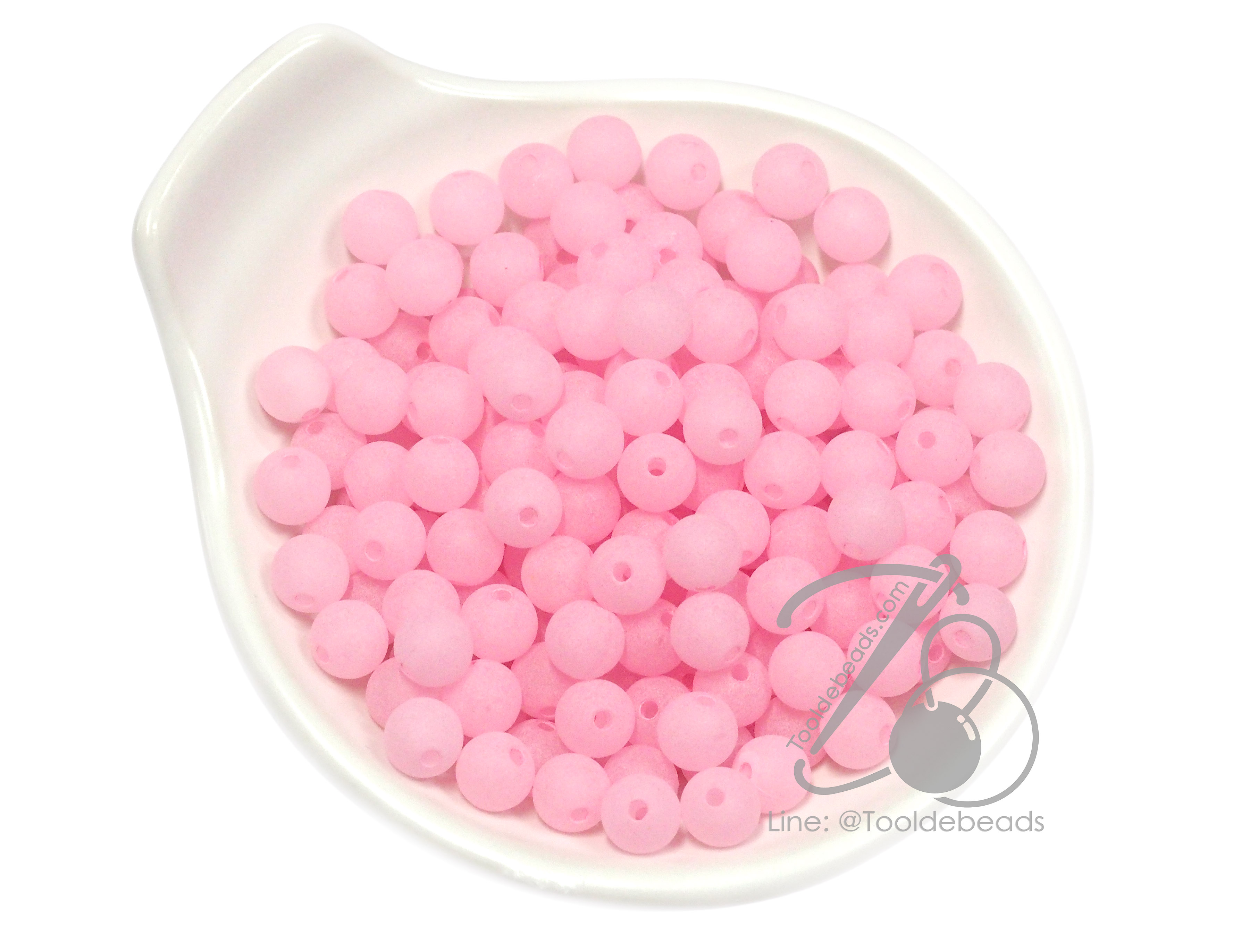 ลูกปัดเนื้อทราย 8มม. ทรงกลม สีชมพู (500 กรัม) SKU-15202