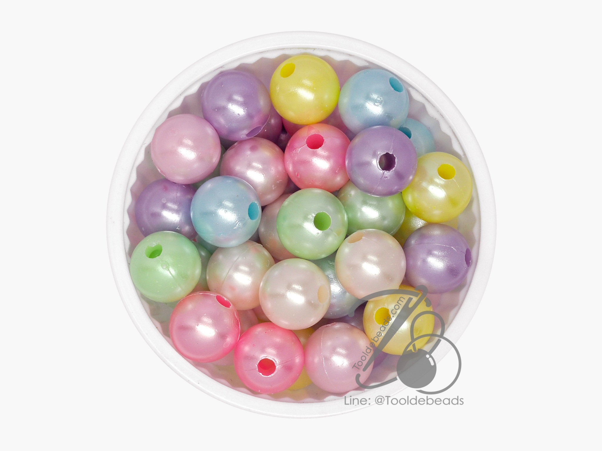 ลูกปัดพลาสติกเคลือบมุก 12มม. ทรงกลม คละสี (500 กรัม) SKU-14347