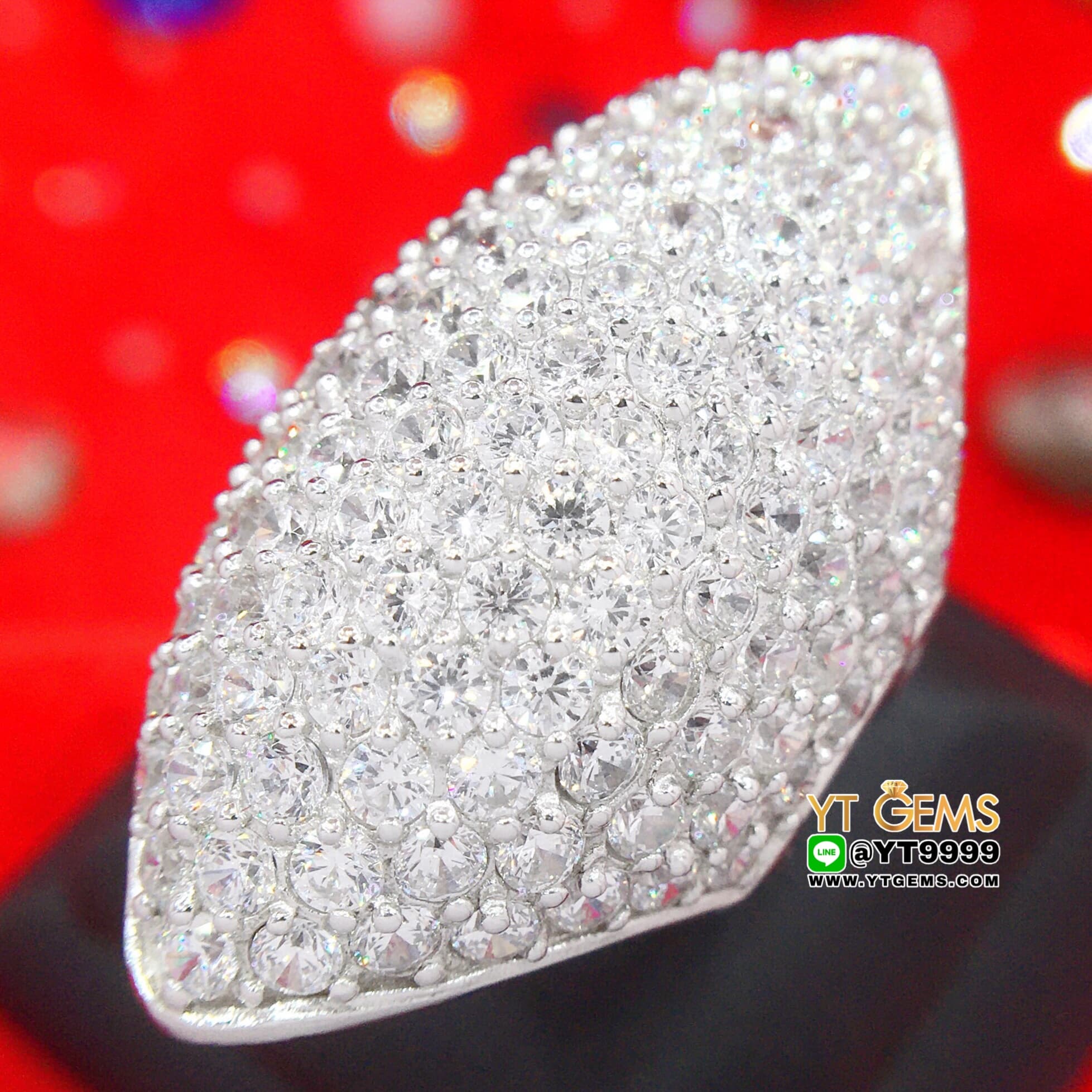 แหวนเพชร แหวนทรงมาคี แหวนเงินแท้ ชุบทองคำขาว เพชร Swiss YTG-10431 YTGEMS