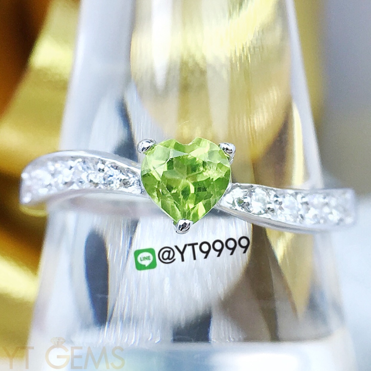แหวนเพอริดอท แหวนเงินแท้92.5% ชุบทองคำขาว พลอยเพอริดอทแท้ YTG-3194 YTGEMS