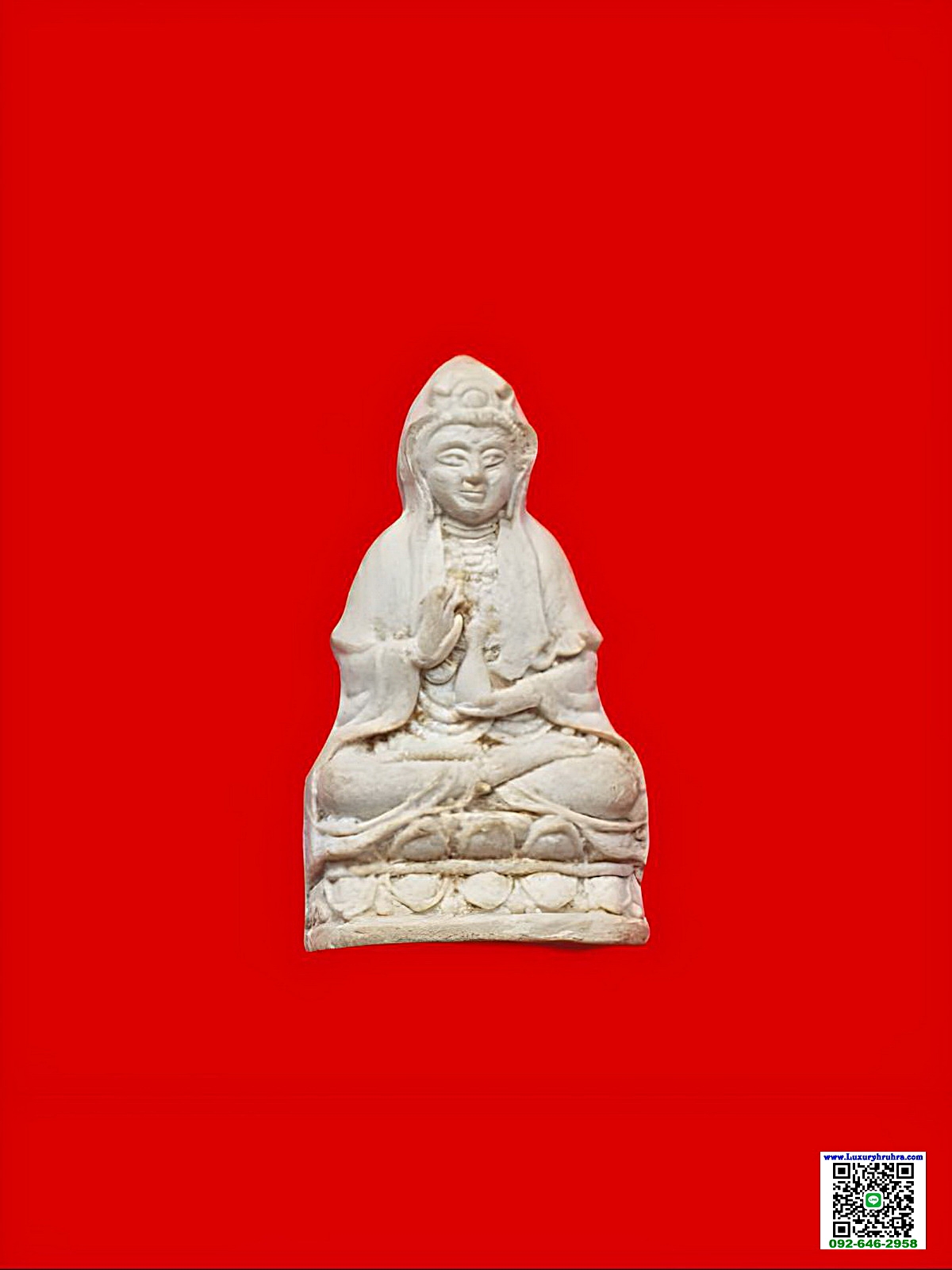พระโพธิสัตว์เจ้าแม่กวนอิมวัดบวรนิเวศวรวิหารจ.กรุงเทพฯปี2536เนื้อผงพุทธคุณสีขาว