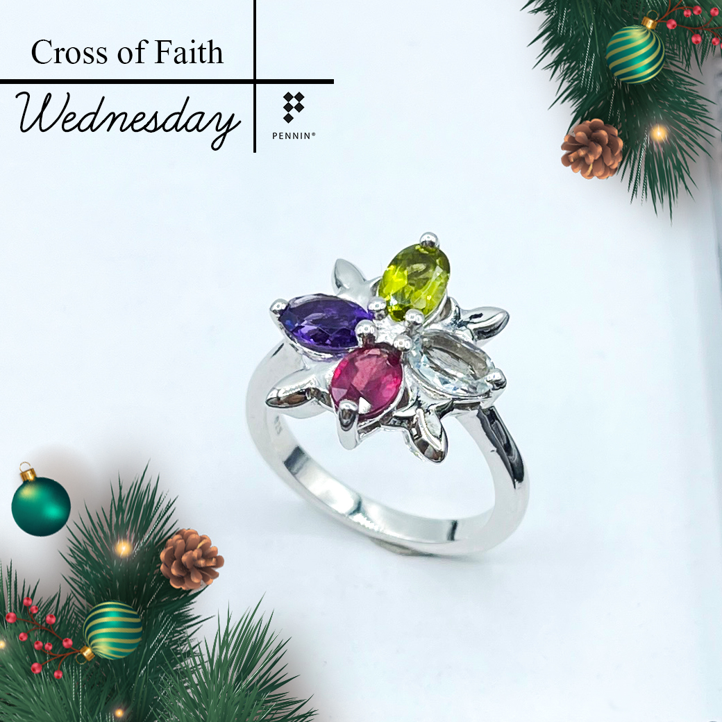 Cross of Faith : Wednesday แหวนพลอยแท้ 4 สี เงินแท้ 925 ชุบทองคำขาว เสริมดวงสาววันพุธ ครบทั้งด้าน “ความรัก : สุขภาพ : การงาน : การเงิน“ ใส่รับโชคดีตลอดปี