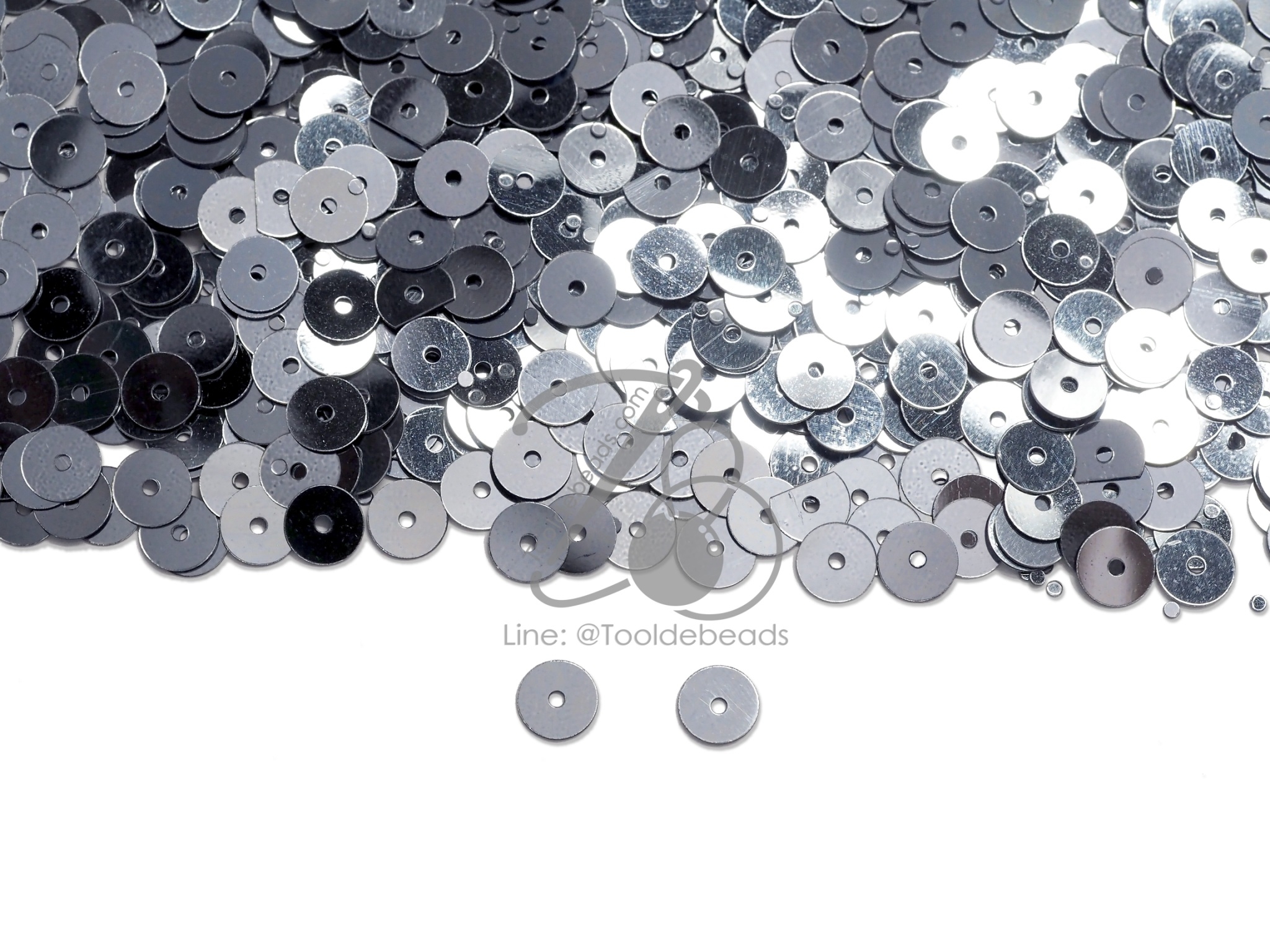 เลื่อมกลมแบน 6มม. สีเทา (10 กรัม) SKU-10306