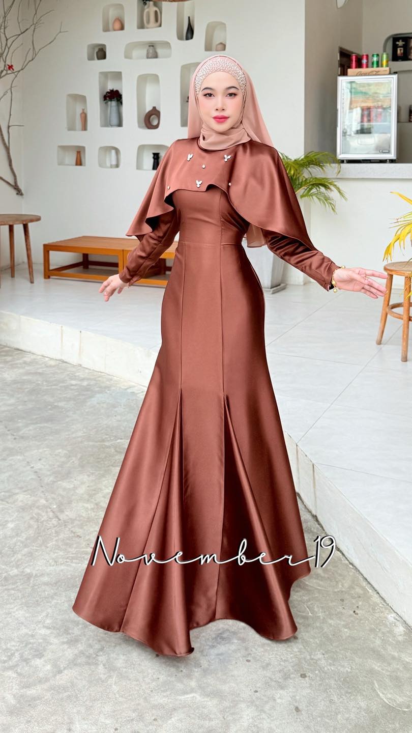 เดรสออกงาน ชุดอิสลามผู้หญิง เดรสมุสลิม รุ่นแอนโทนเนีย เดรสเพื่อนเจ้าสาว ชุดใส่รายอ ชุดนิกะห์ Dressmuslim