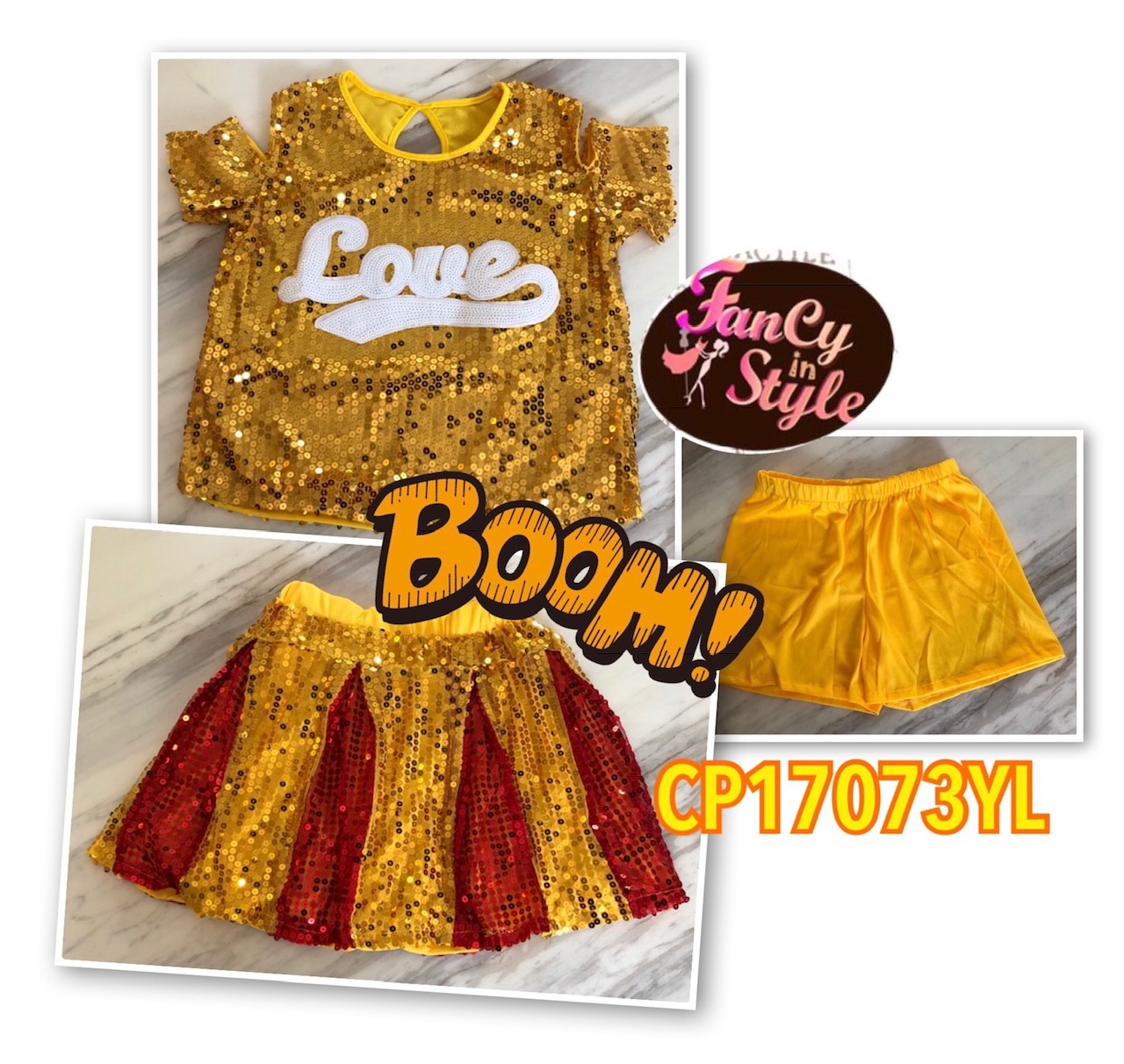 Uniform costume/Cheerleader Costume/ชุดเชียร์ลีดเดอร์/ชุดเชียร์กีฬาสีเหลือง/ชุดเชียร์ลีดเดอร์