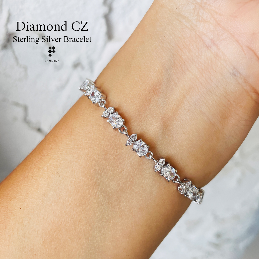 สร้อยข้อมือเพชรสวิส CZ เปล่งประกายดุจเพชรแท้ เนรมิตให้ทุกวันดุจเจ้าหญิง เงินแท้ชุบทองคำขาว ความยาว 16 cm