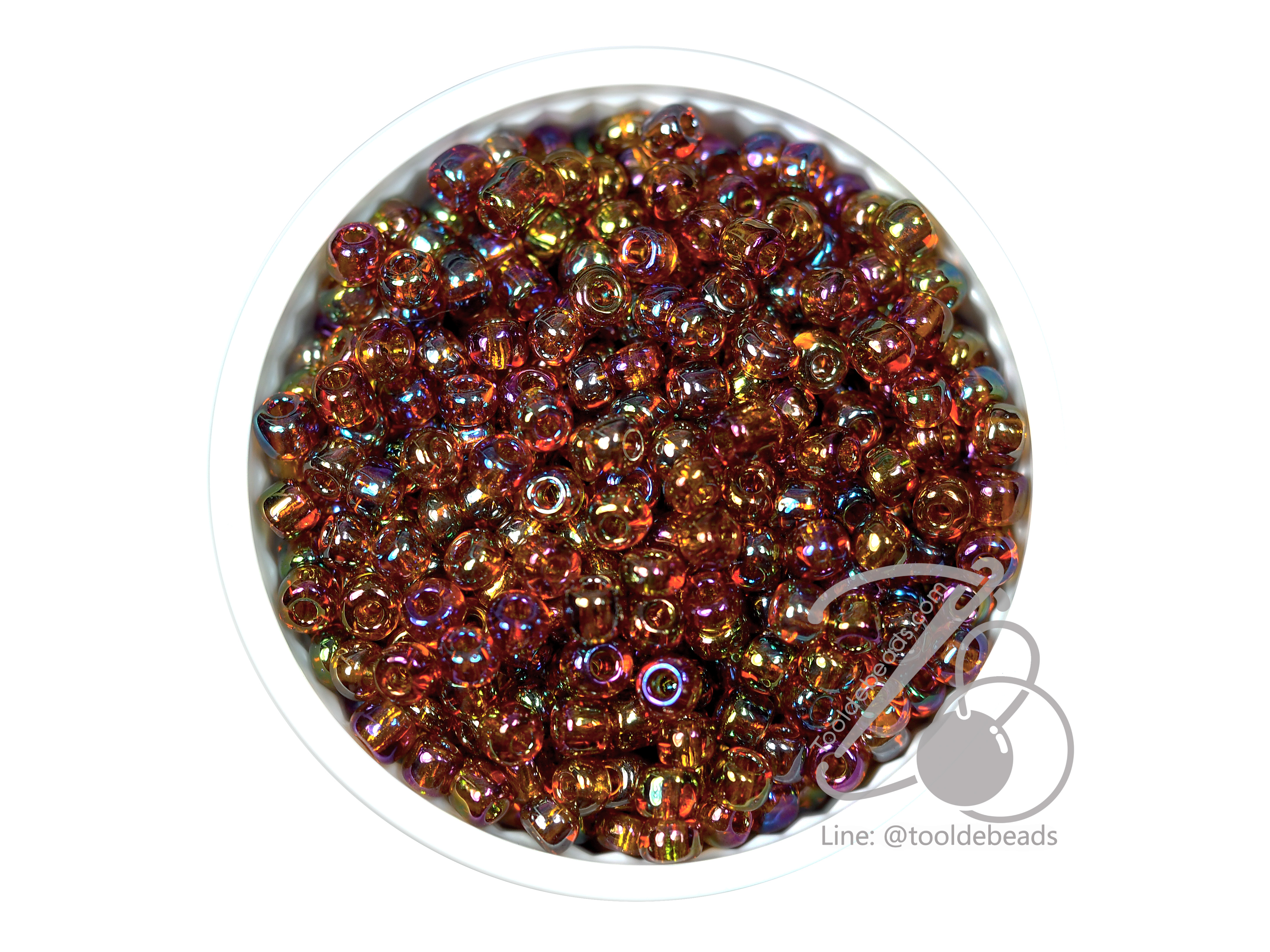 ลูกปัดเม็ดทราย 6/0 โทนรุ้ง สีน้ำตาล (450 กรัม) SKU-03883